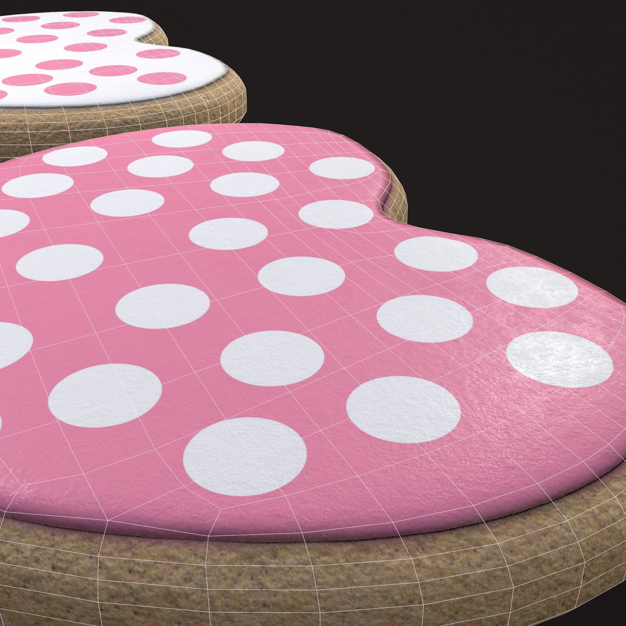 Pink Spotted Heart Cookies Low-poly 3D model_14