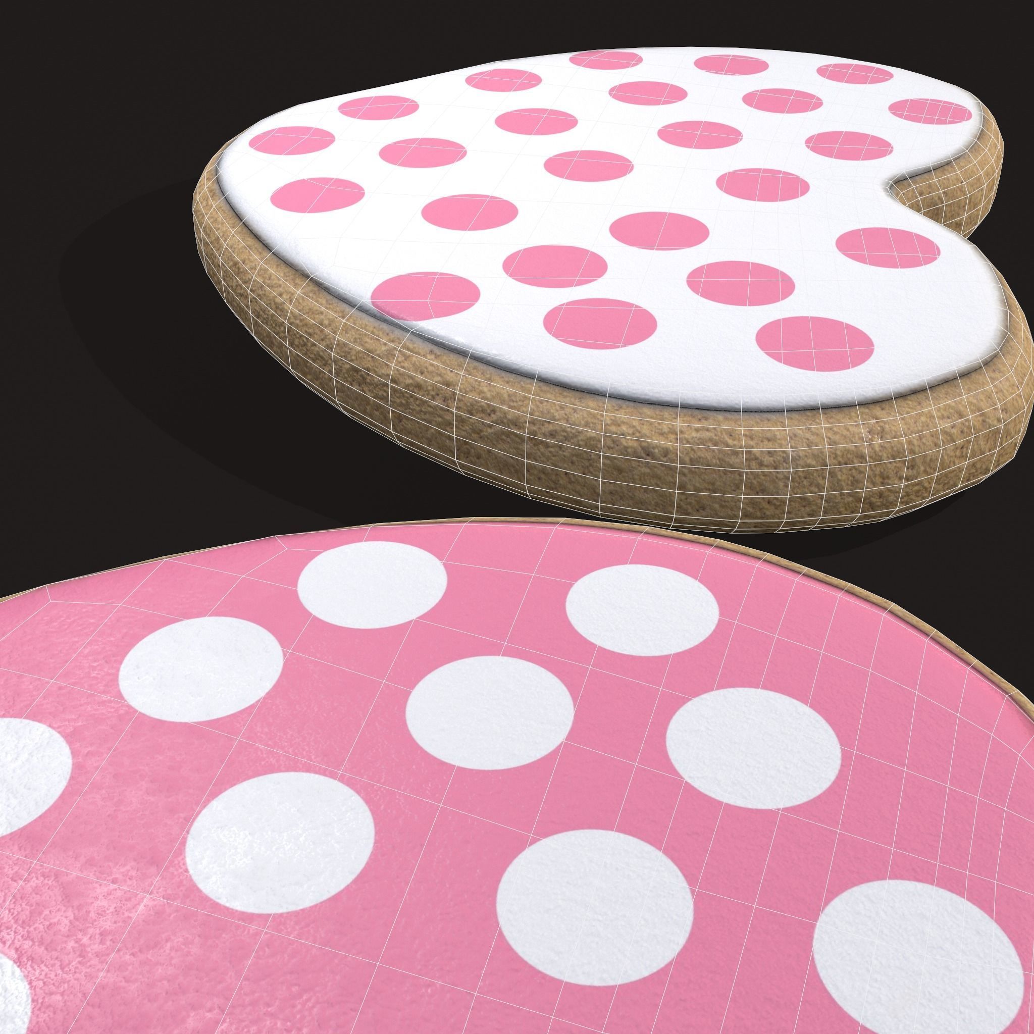 Pink Spotted Heart Cookies Low-poly 3D model_16