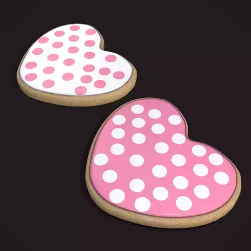 Pink Spotted Heart Cookies Low-poly 3D model