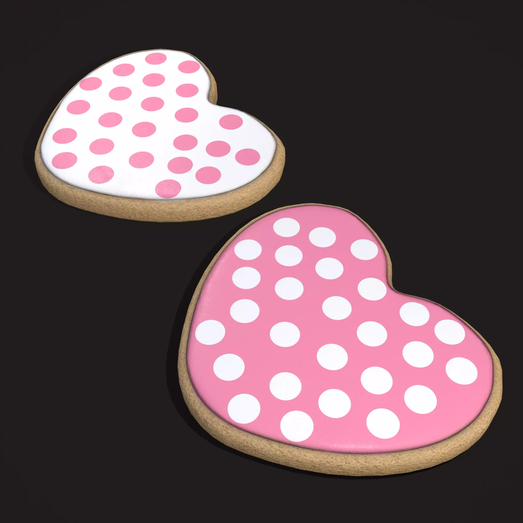 Pink Spotted Heart Cookies Low-poly 3D model_0