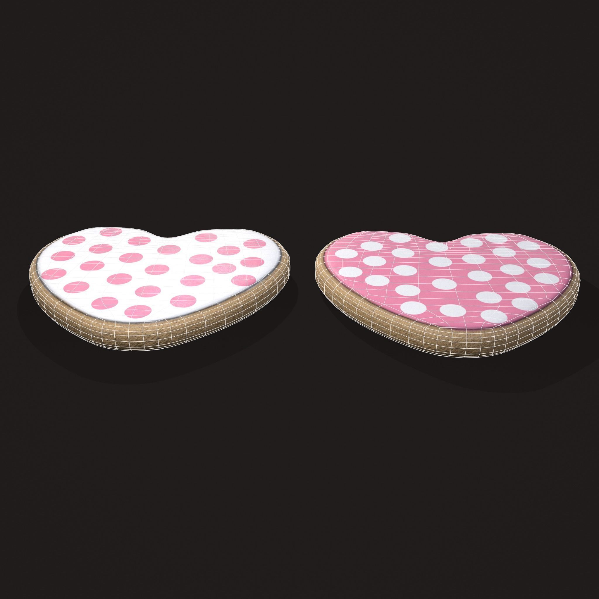 Pink Spotted Heart Cookies Low-poly 3D model_10