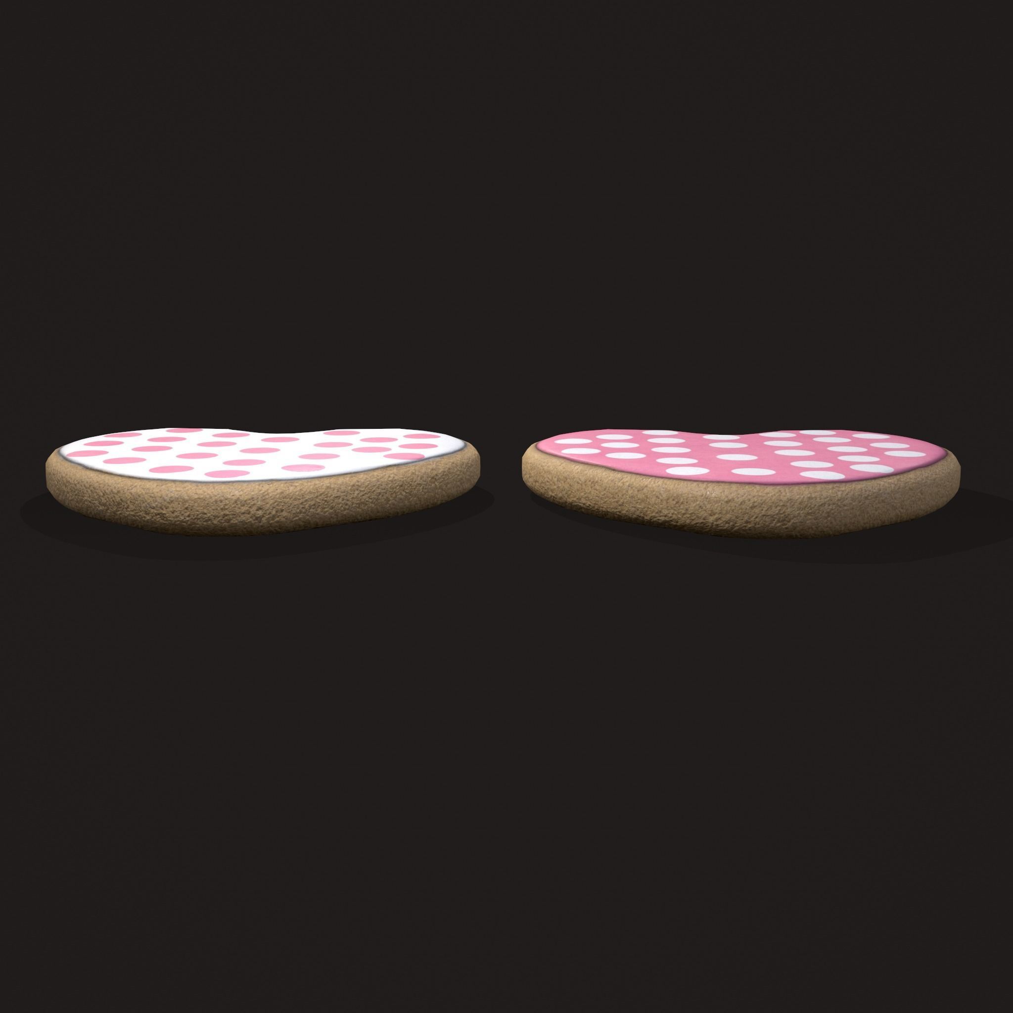 Pink Spotted Heart Cookies Low-poly 3D model_11