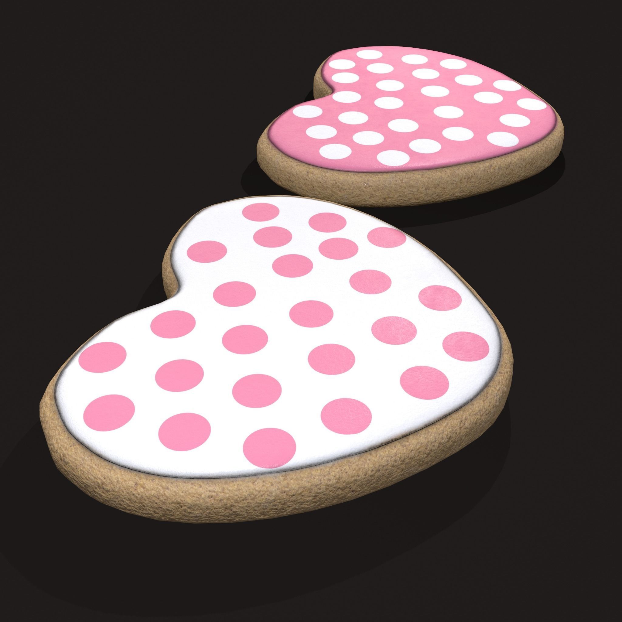 Pink Spotted Heart Cookies Low-poly 3D model_5