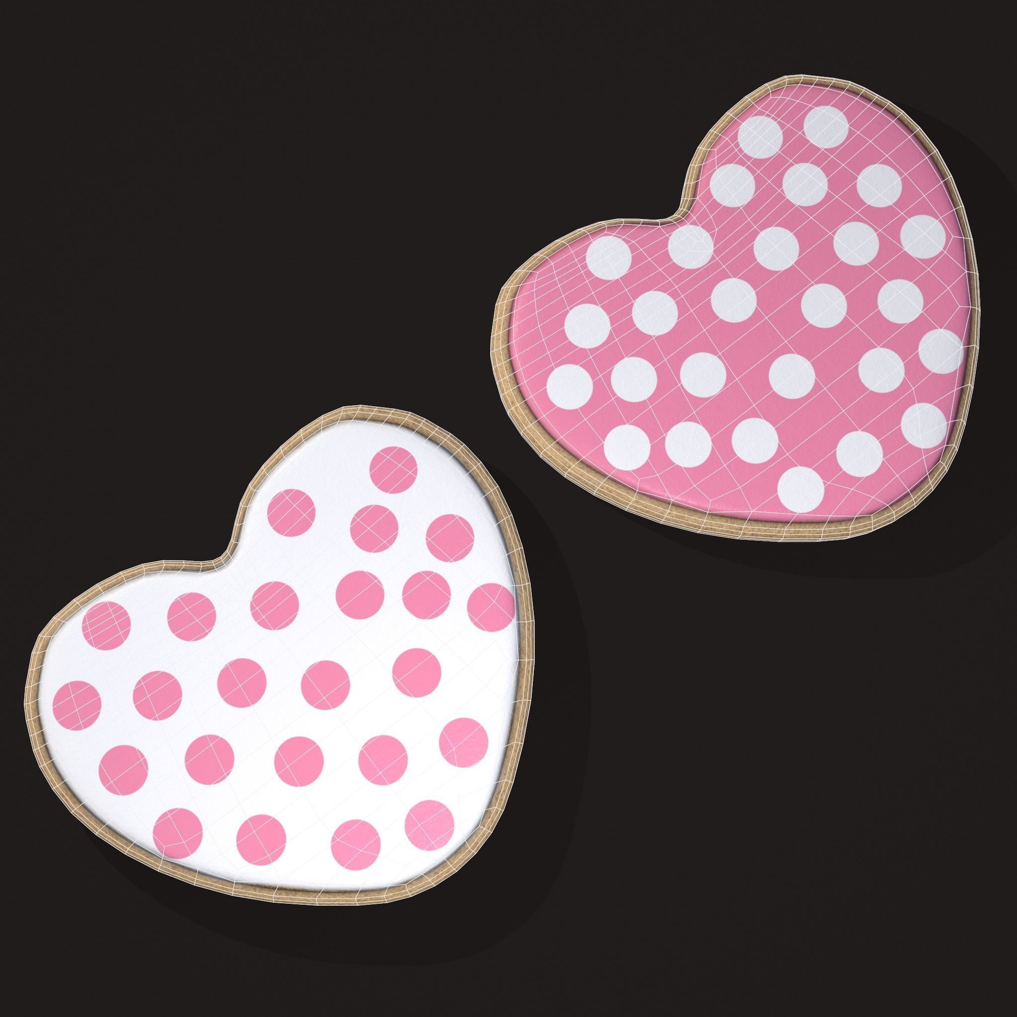 Pink Spotted Heart Cookies Low-poly 3D model_20