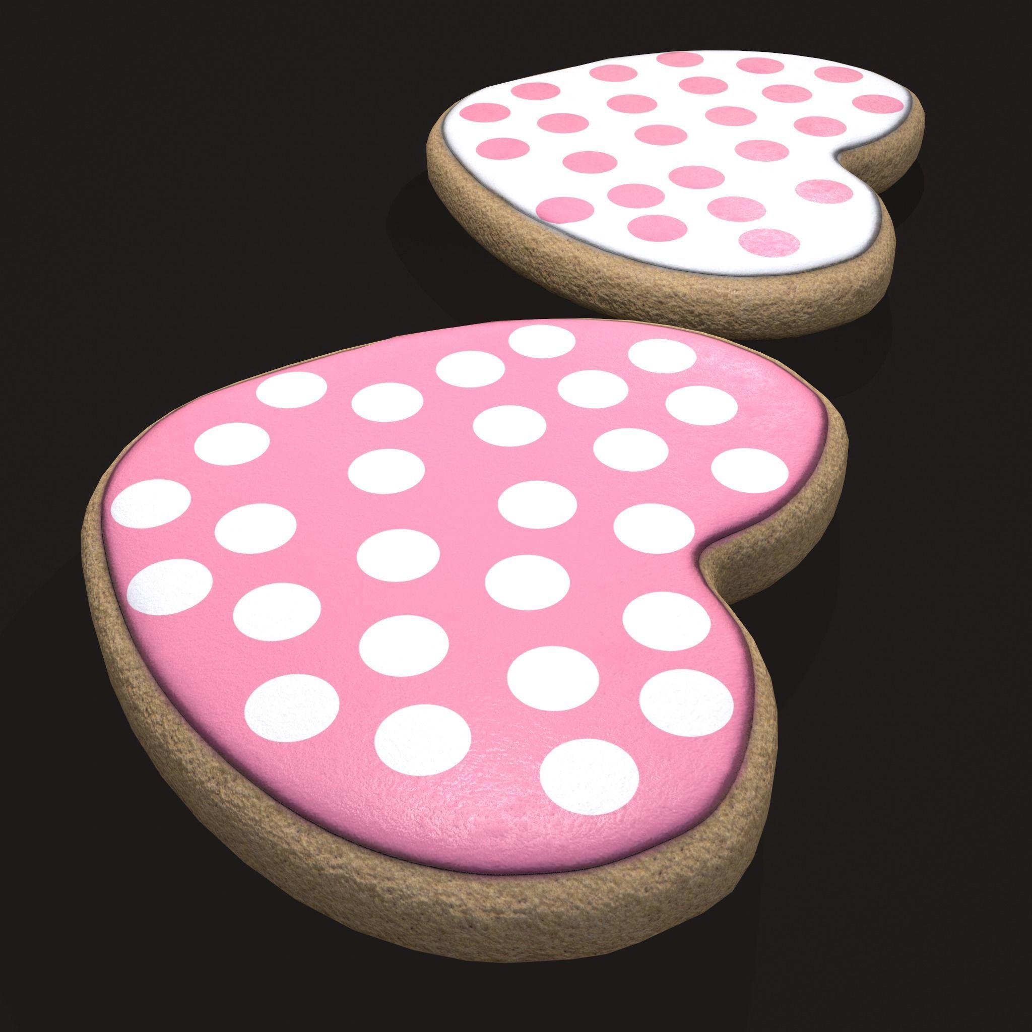 Pink Spotted Heart Cookies Low-poly 3D model_7