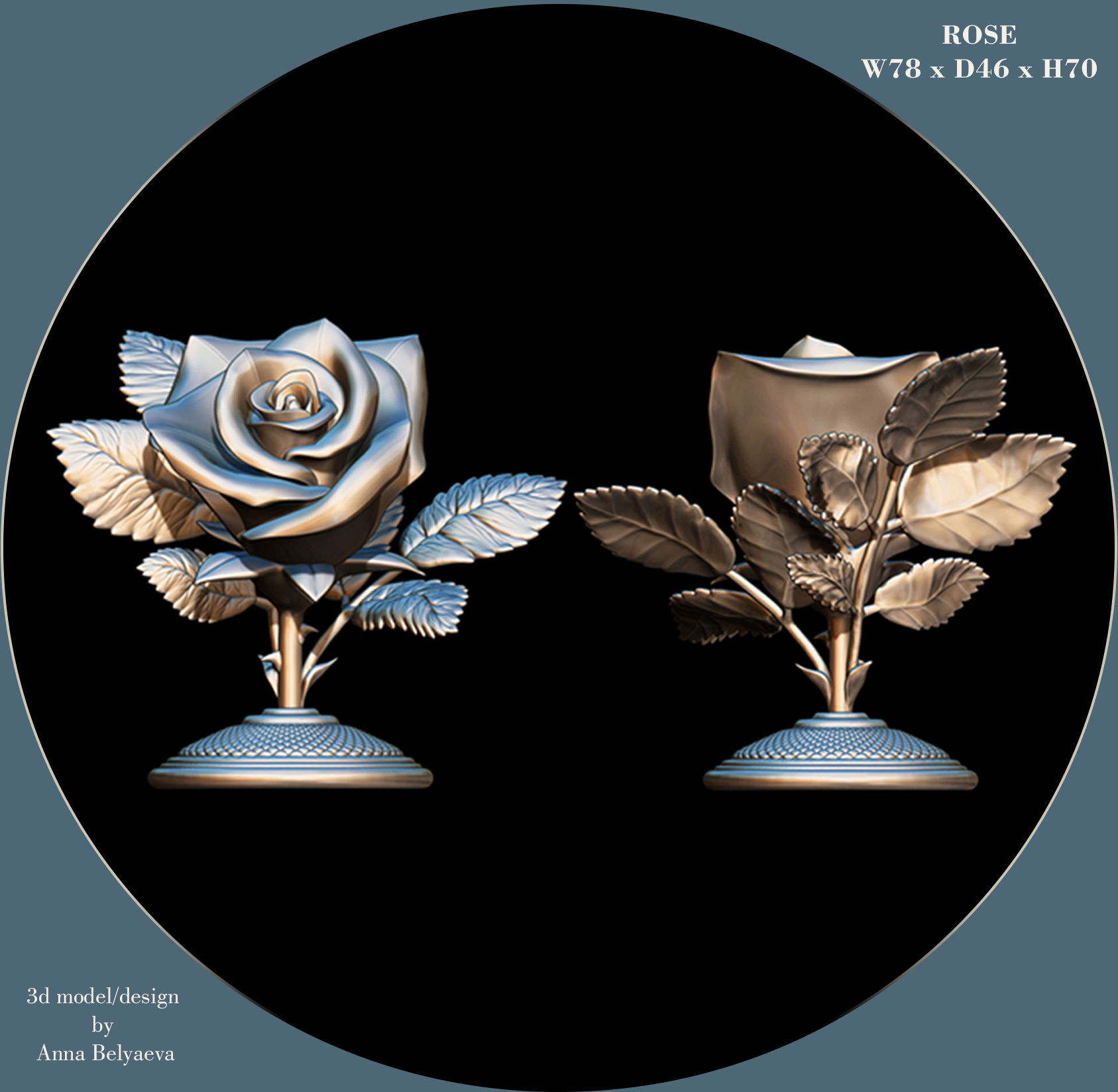 ROSE flower for 3D printer 3D print model_3