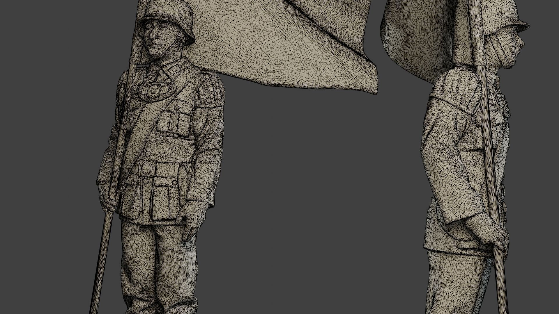 German musician soldier ww2 Stand flag G8 3D print model_12