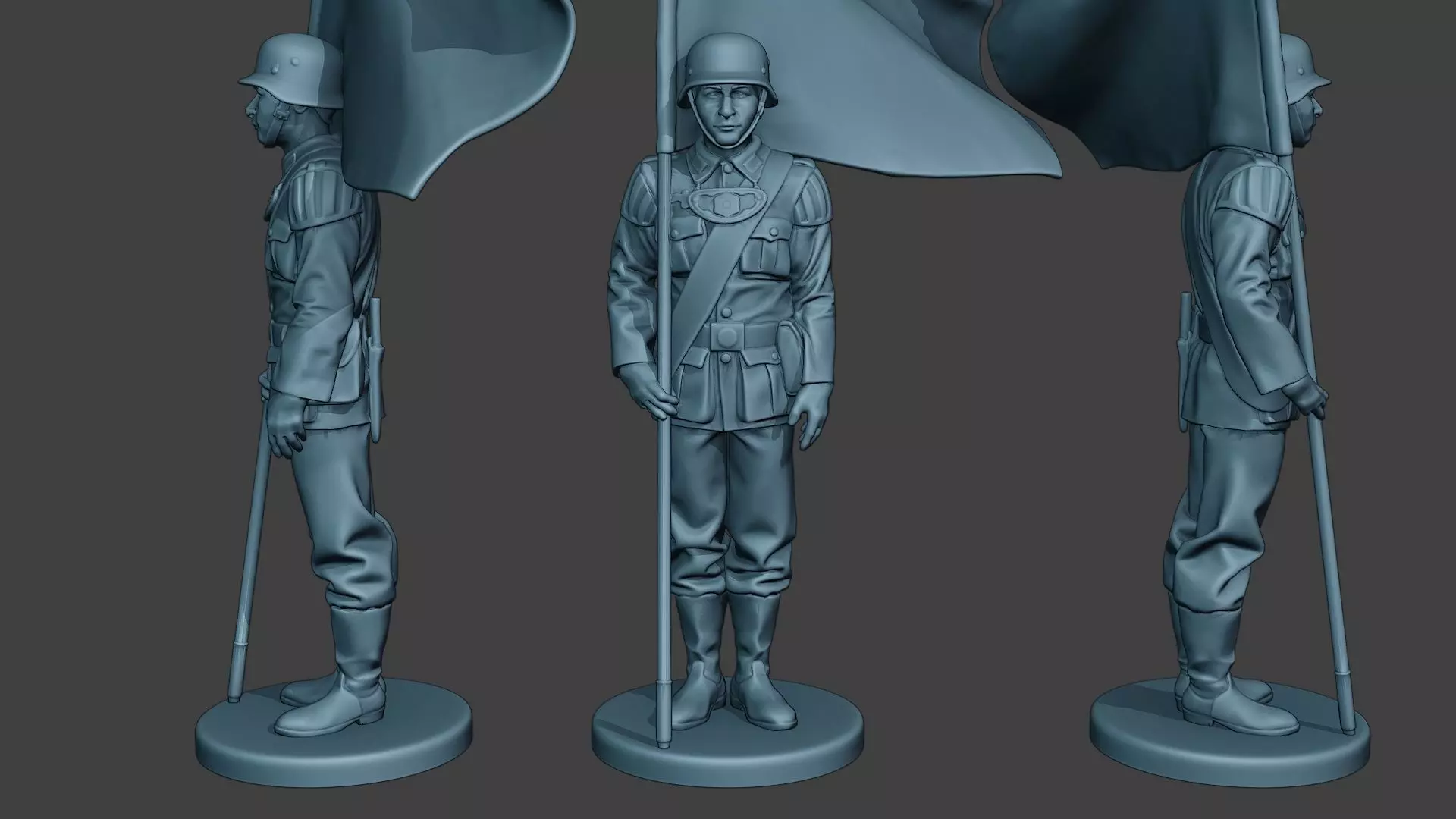 German musician soldier ww2 Stand flag G8 3D print model_0