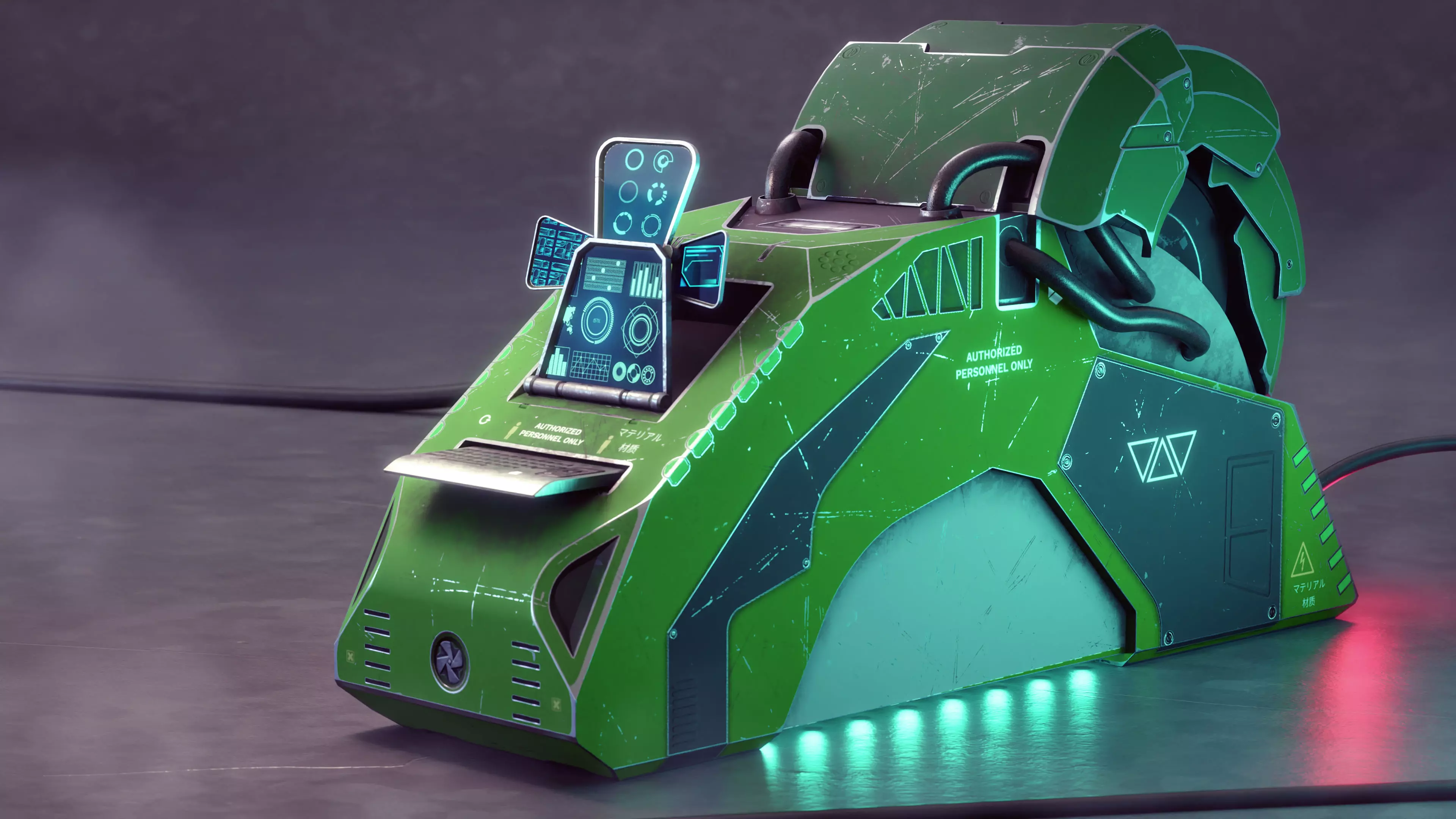 Sci-Fi super computer Free low-poly 3D model_0