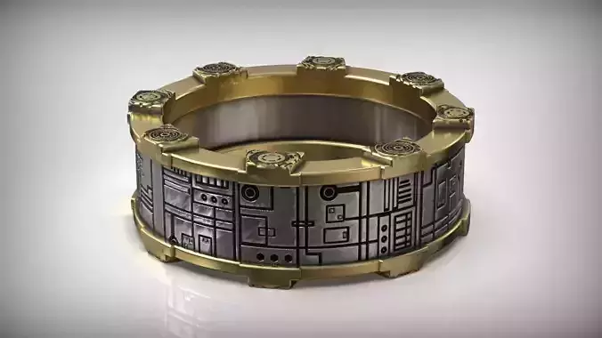Cyber Punk Sci Fi Wedding Band