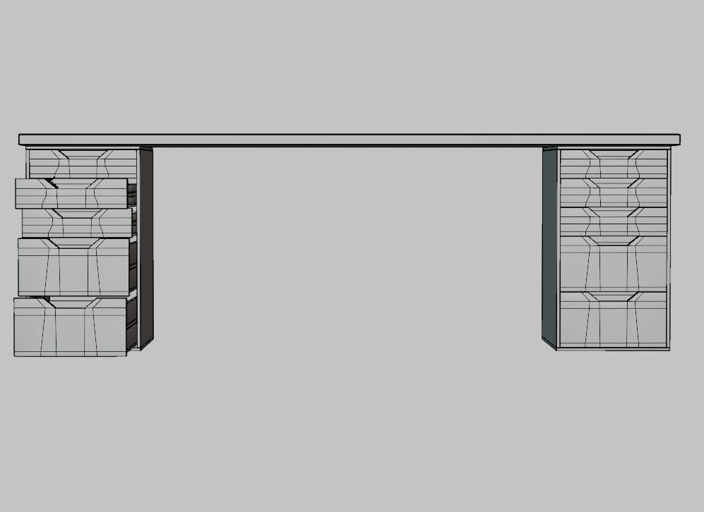 Ikea style white Table Office Desk with multiple Drawers 3D model_9