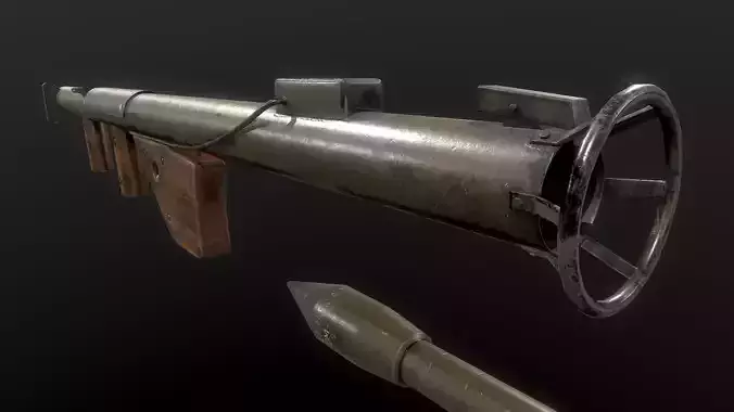  M1A1 Rocket Launcher ww2 usa Bazooka Low-poly 3D model
