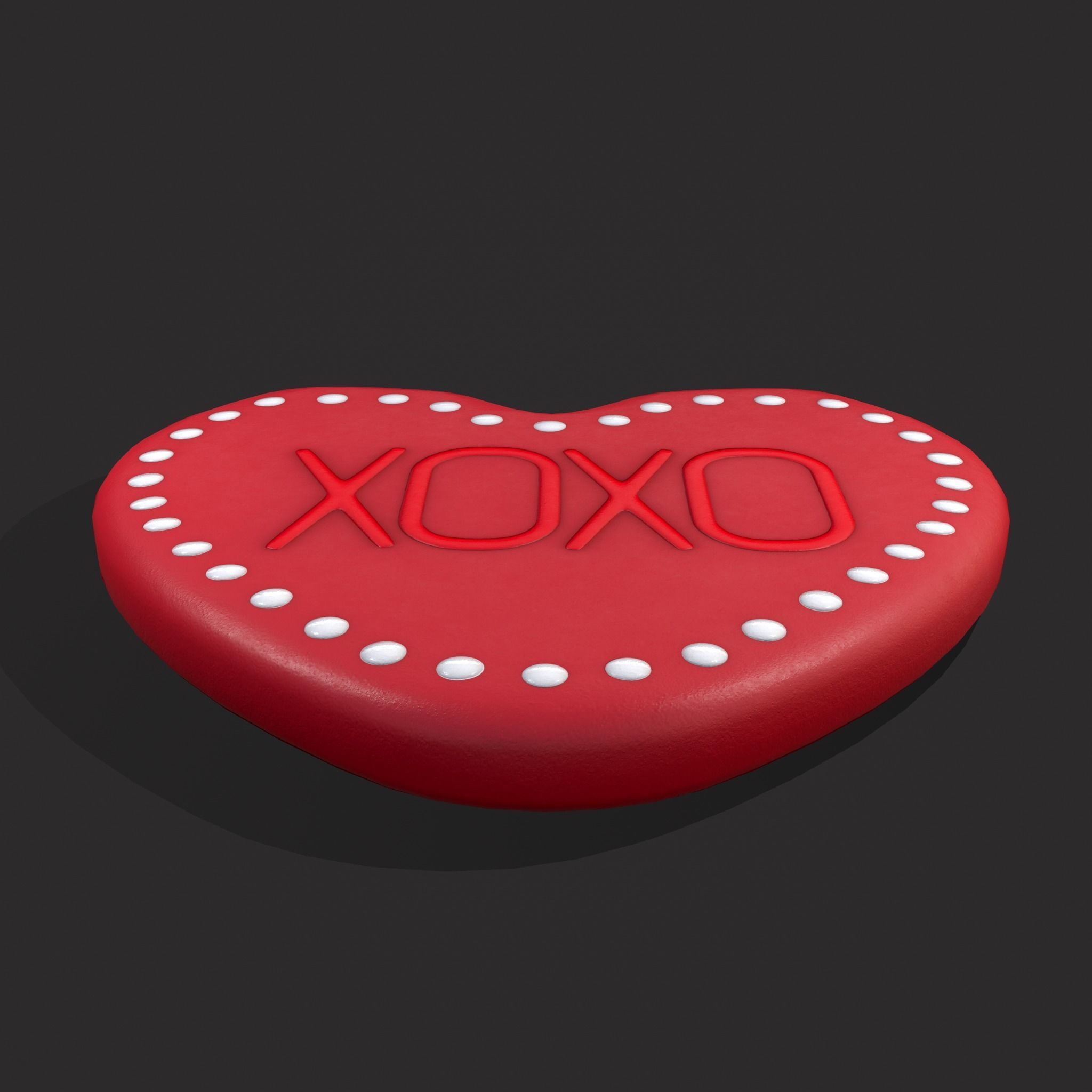 Heart Cookie xoxo Low-poly 3D model_5