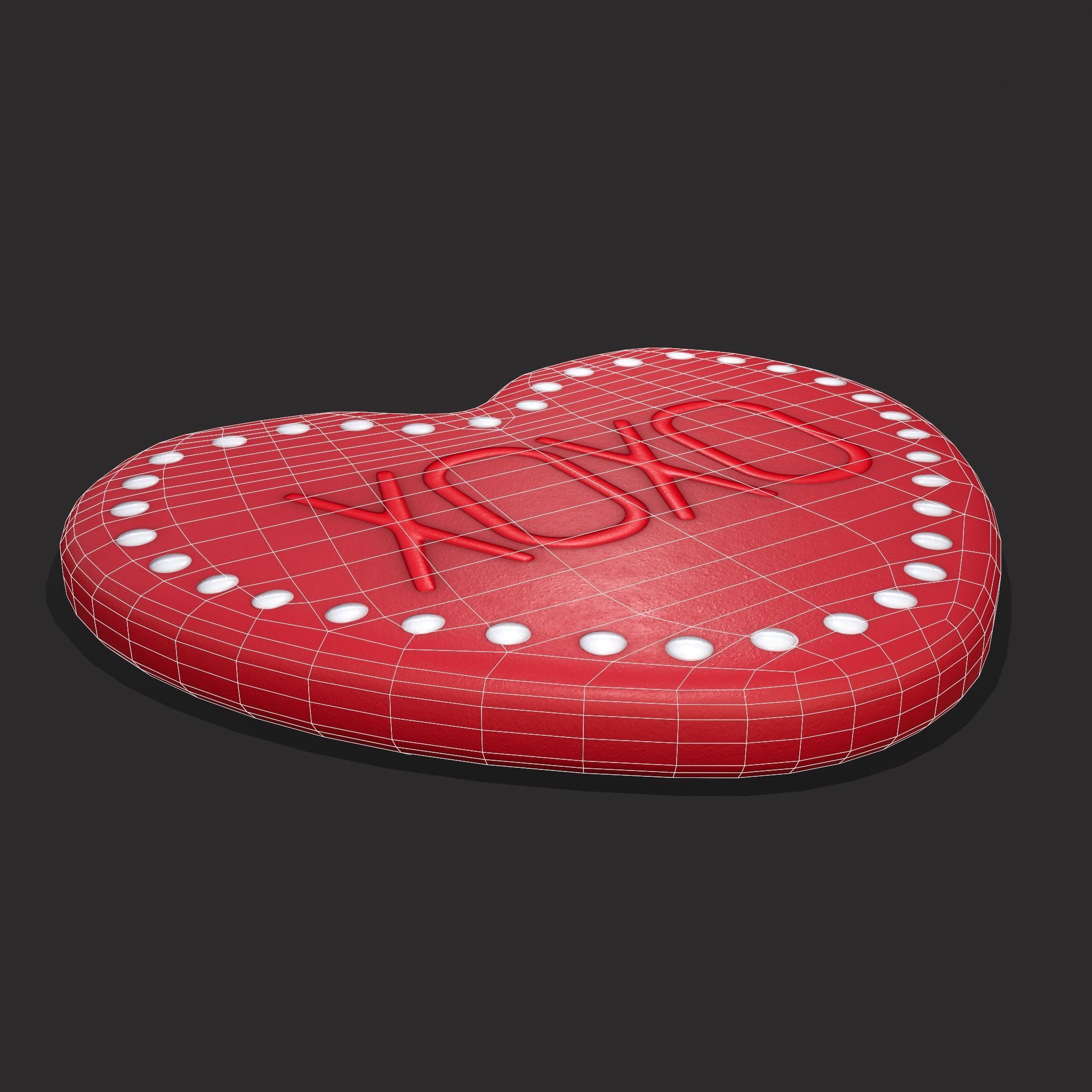 Heart Cookie xoxo Low-poly 3D model_14