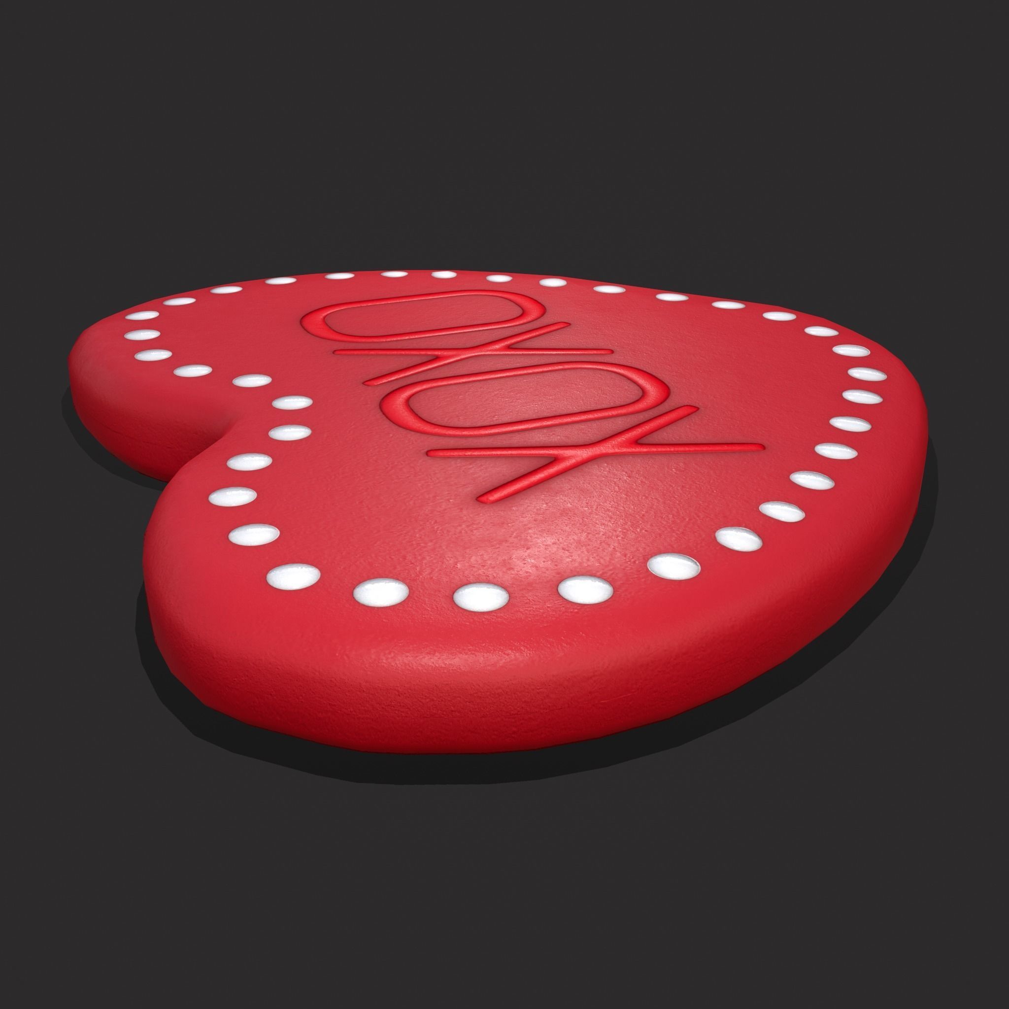 Heart Cookie xoxo Low-poly 3D model_11