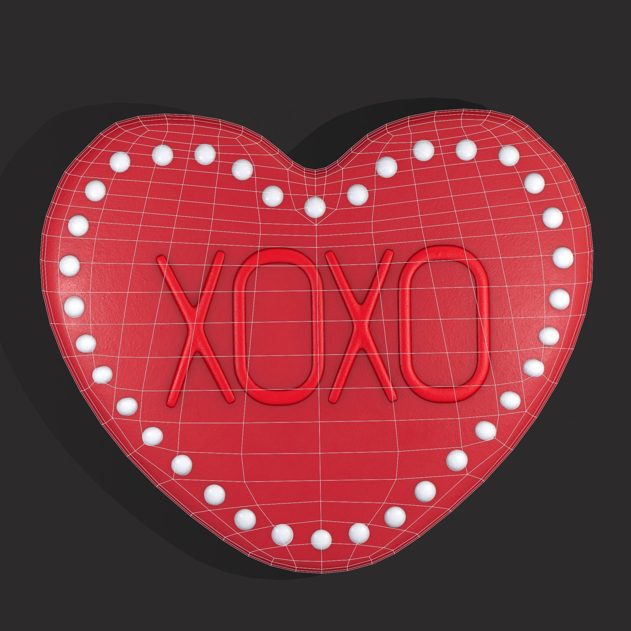 Heart Cookie xoxo Low-poly 3D model_4
