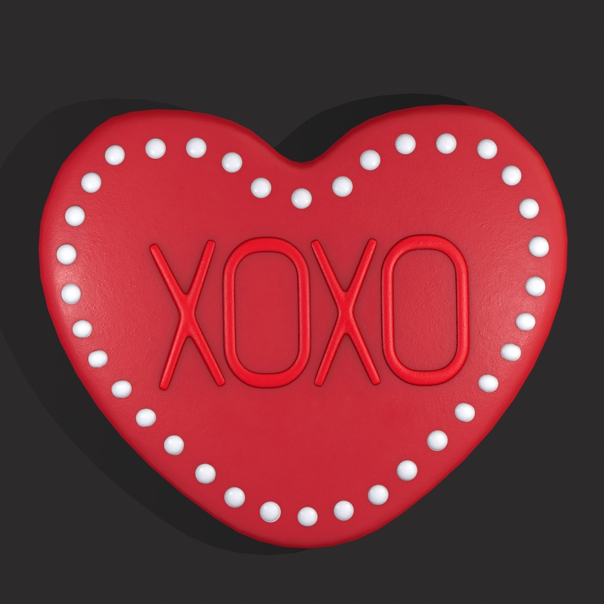 Heart Cookie xoxo Low-poly 3D model_3