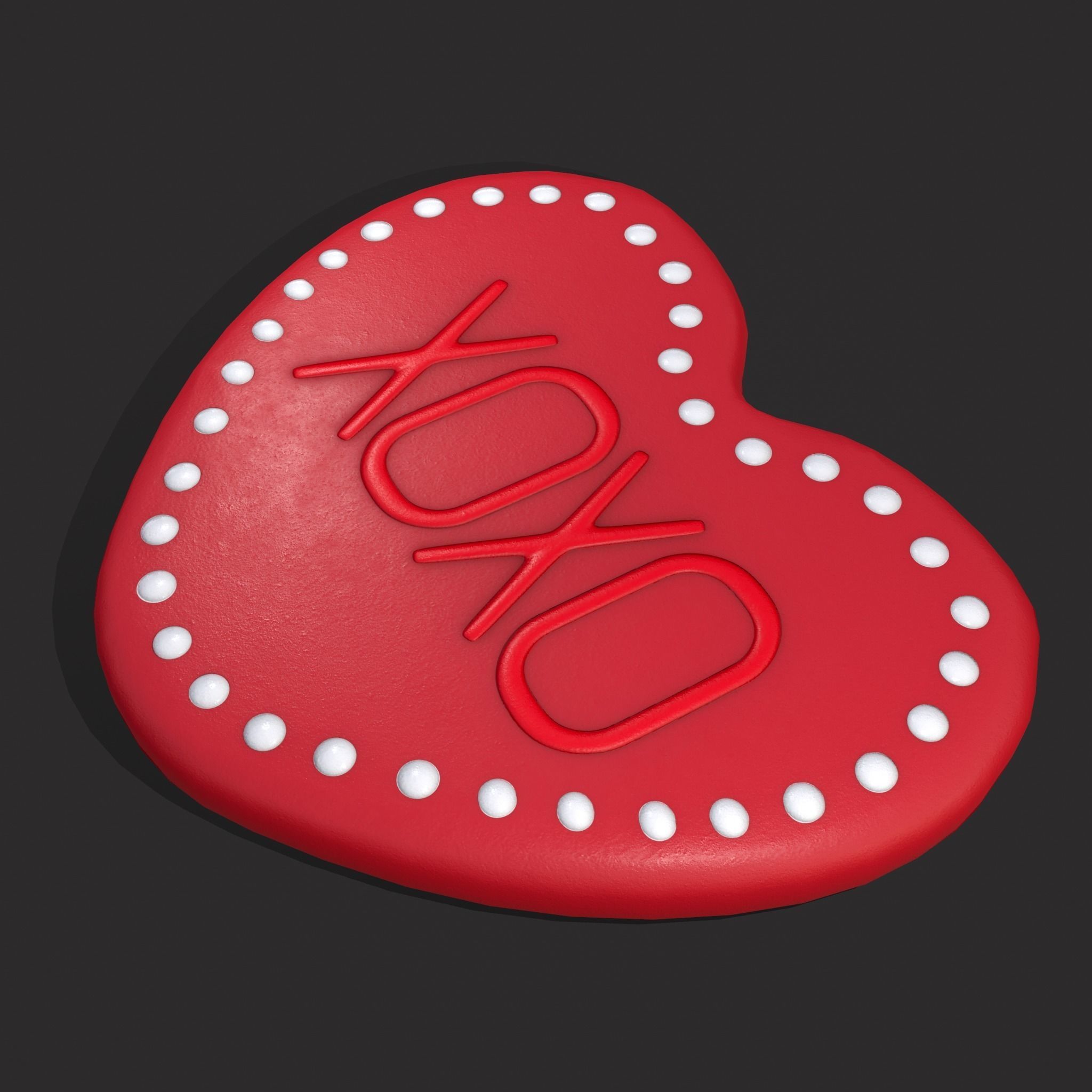 Heart Cookie xoxo Low-poly 3D model_7