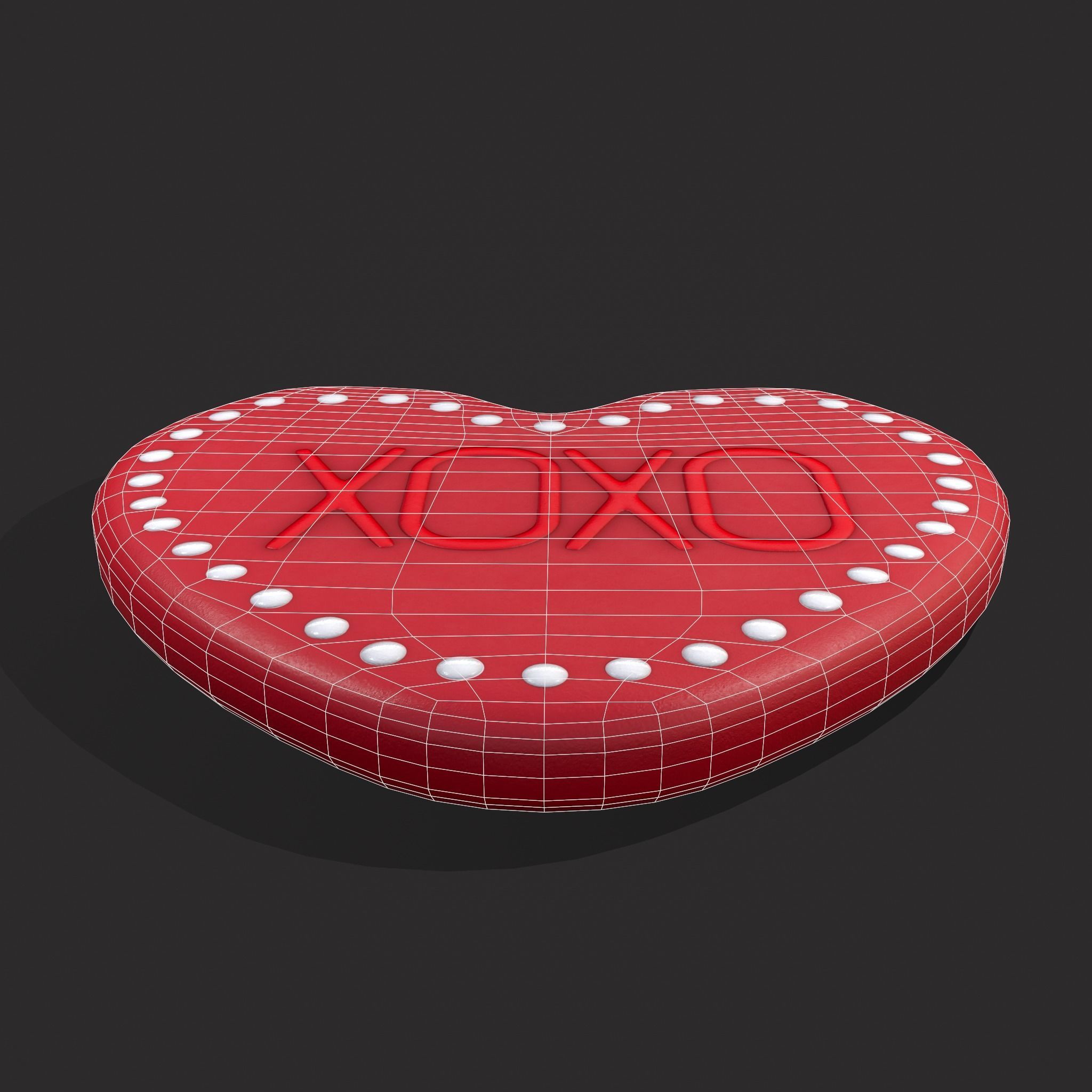 Heart Cookie xoxo Low-poly 3D model_6