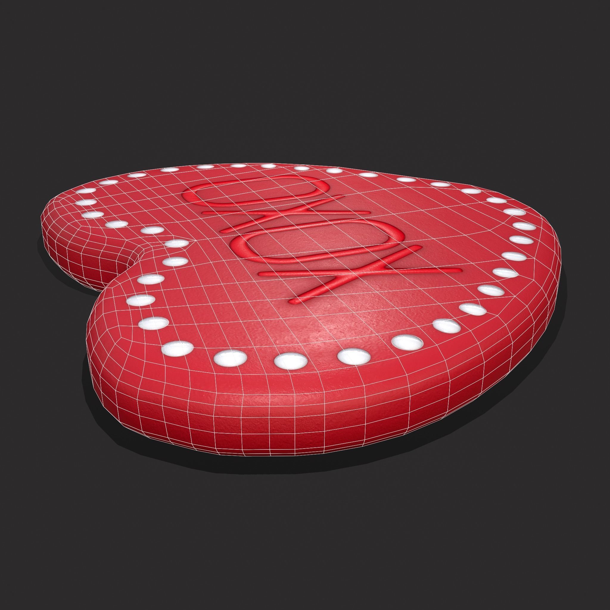 Heart Cookie xoxo Low-poly 3D model_12