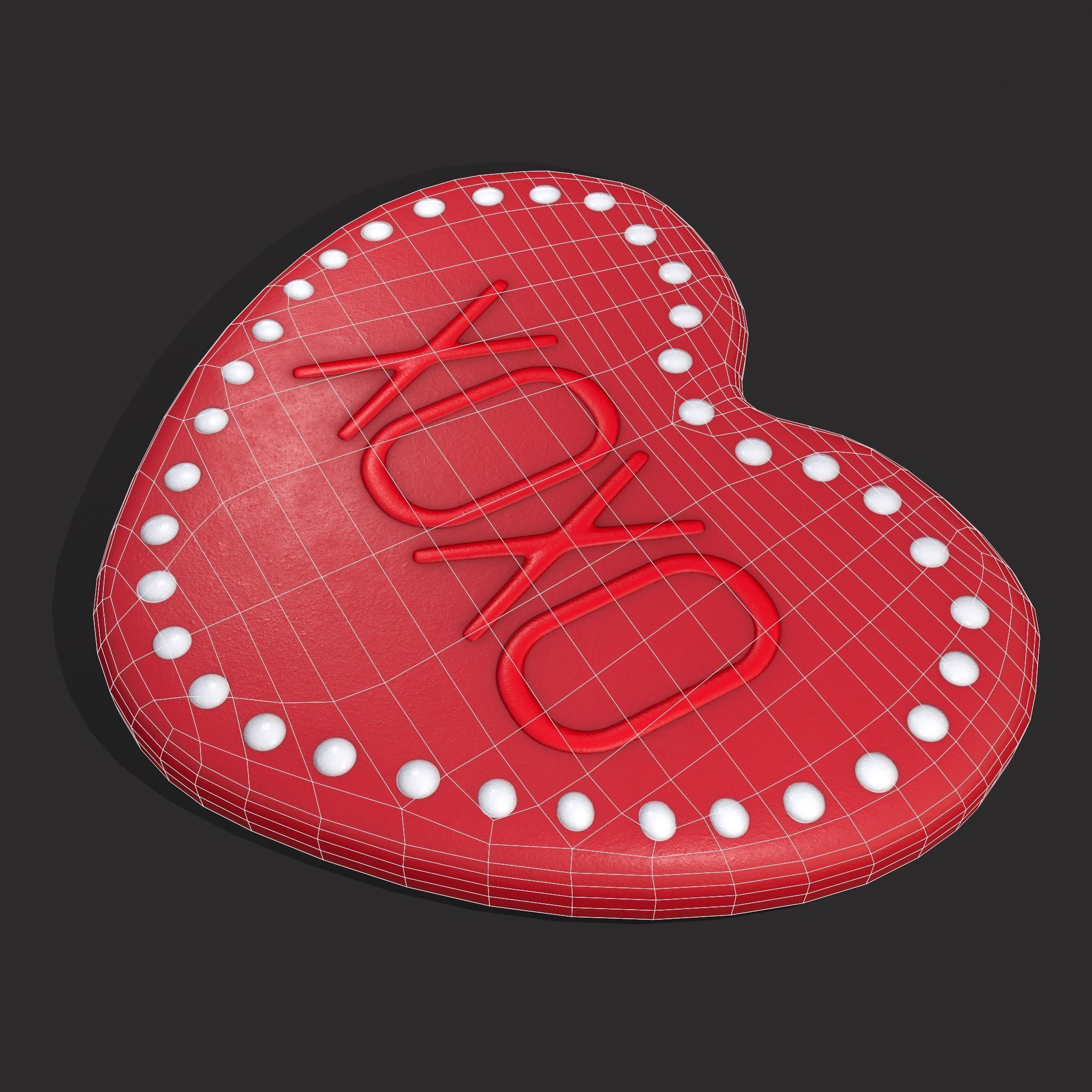 Heart Cookie xoxo Low-poly 3D model_8
