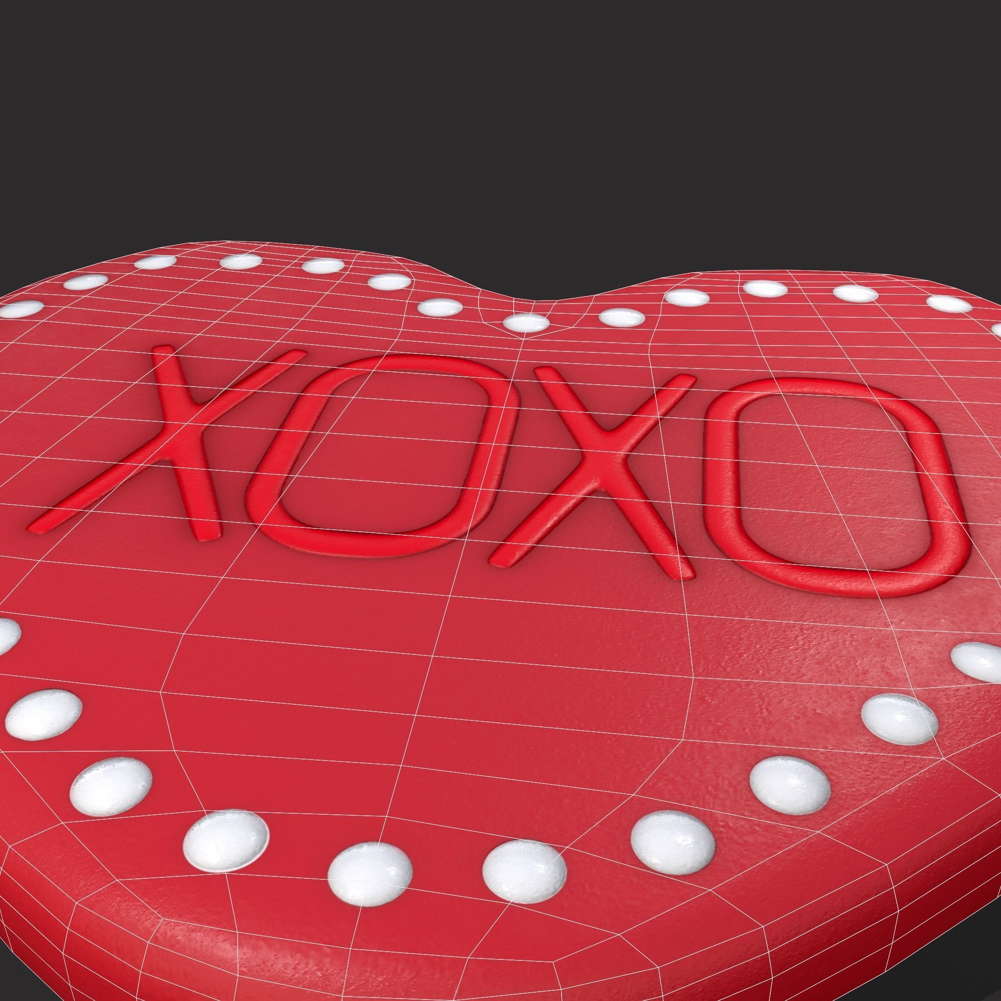 Heart Cookie xoxo Low-poly 3D model_18