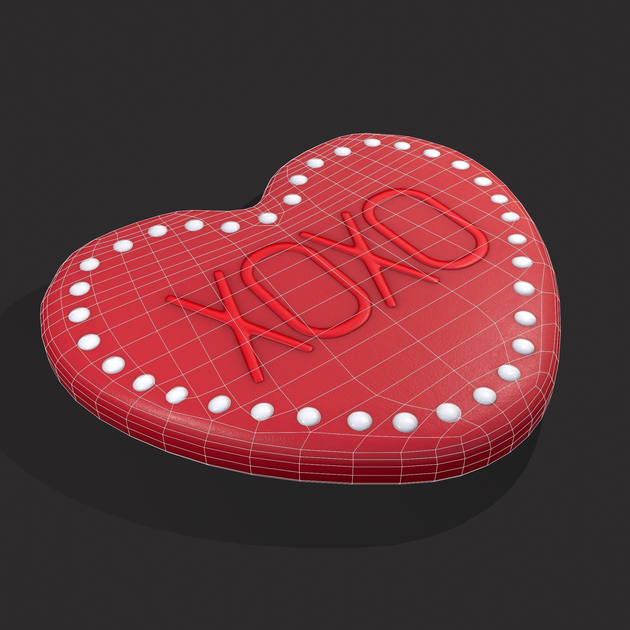 Heart Cookie xoxo Low-poly 3D model_2