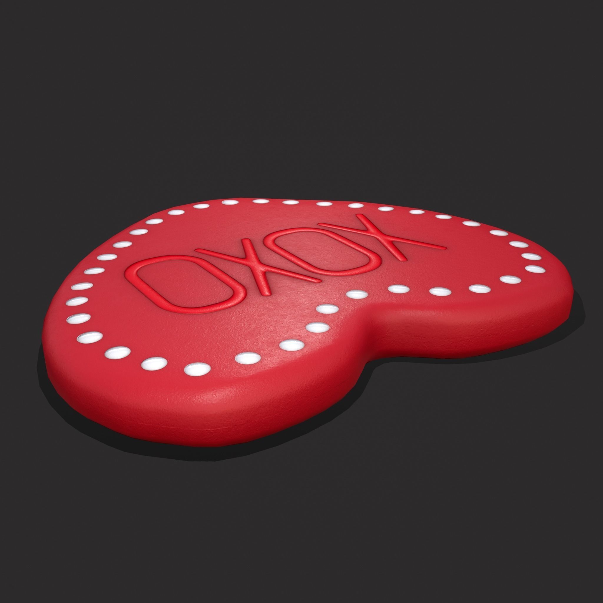 Heart Cookie xoxo Low-poly 3D model_9