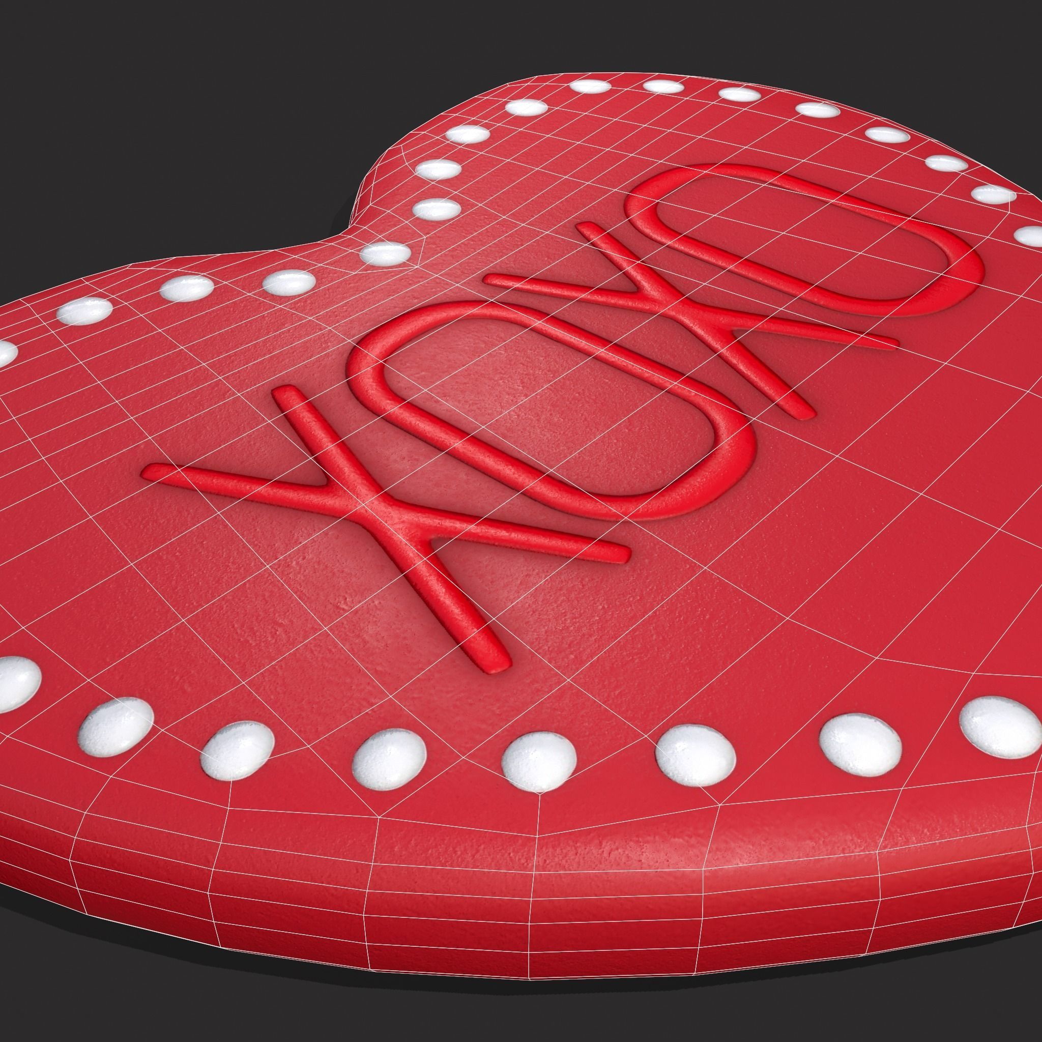 Heart Cookie xoxo Low-poly 3D model_16