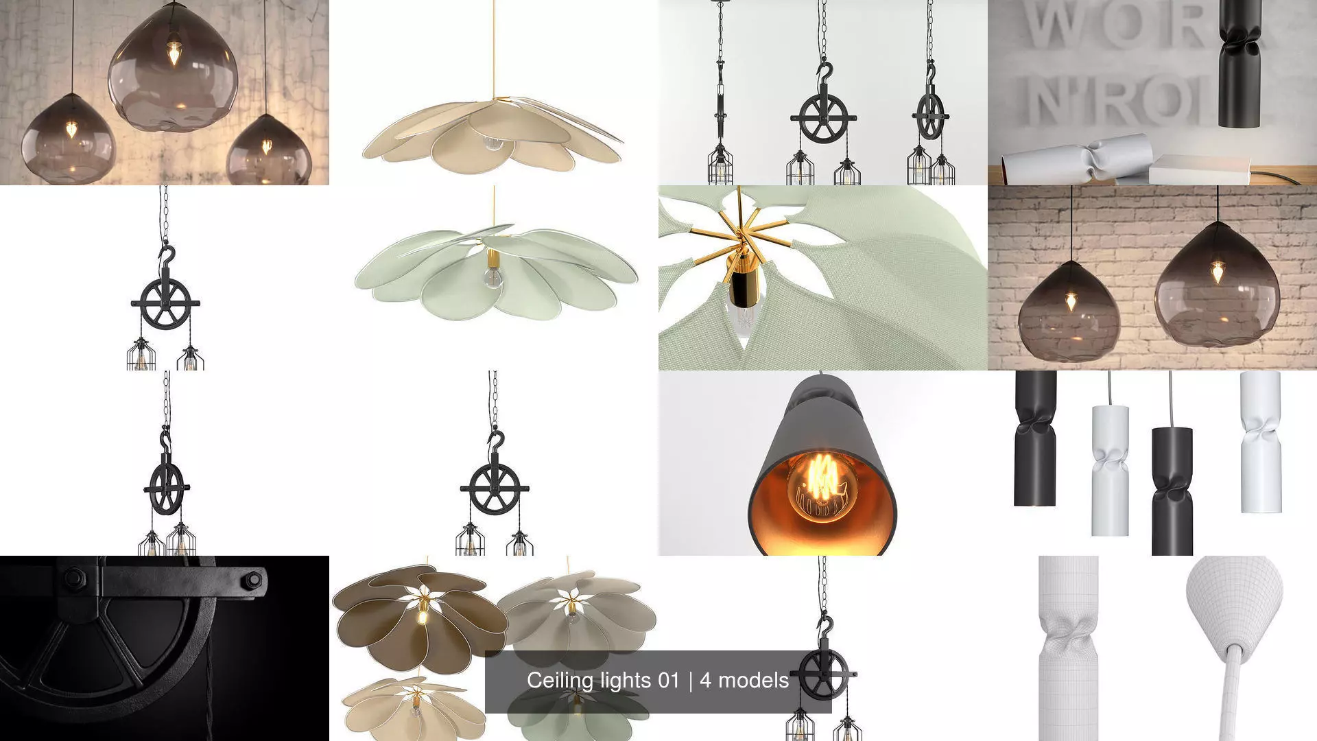 Ceiling lights 01 3D Model Collection_0