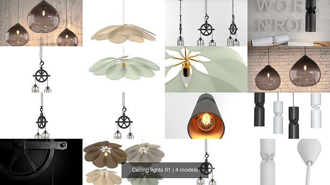 Ceiling lights 01 3D Model Collection