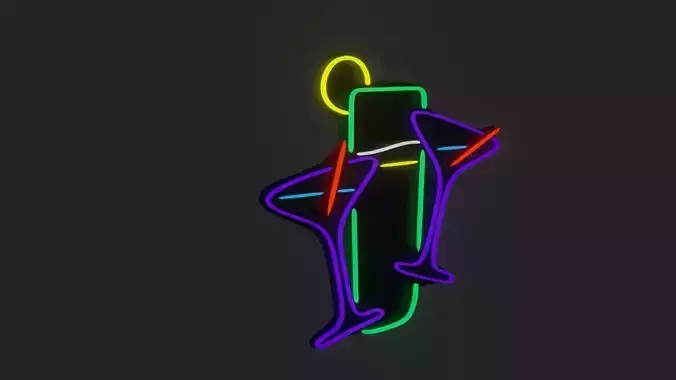 Neon Drink Sign Low-poly 3D model
