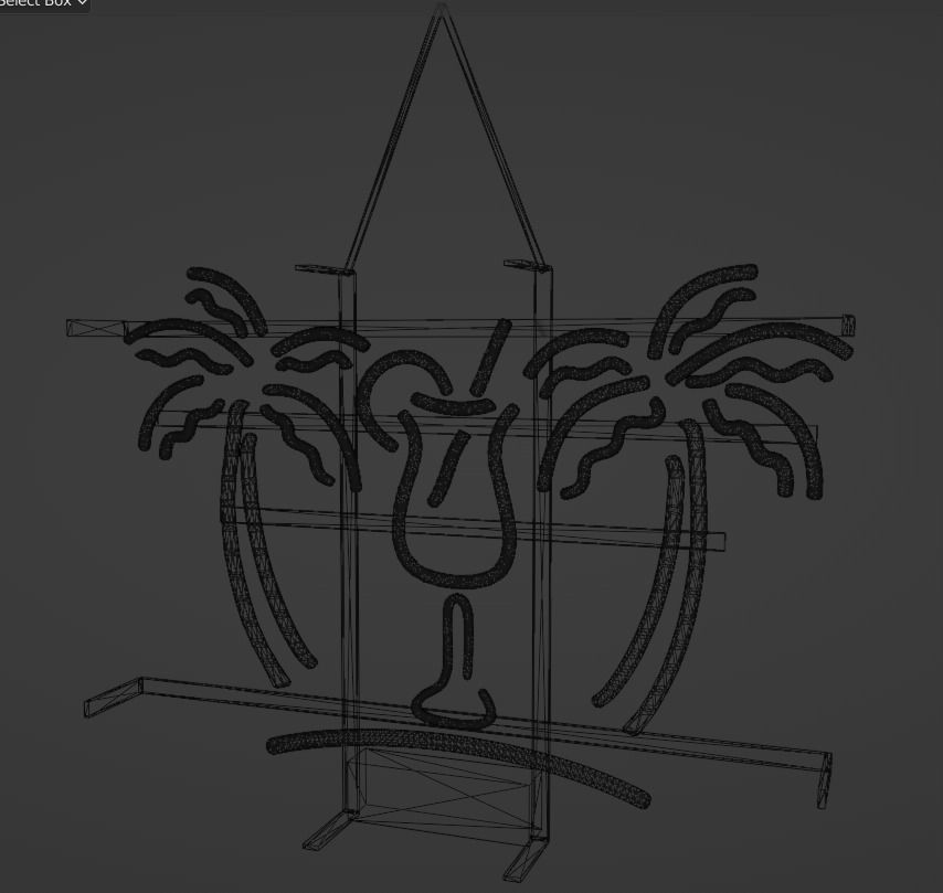 Neon Tropical Drink Sign Low-poly 3D model_4
