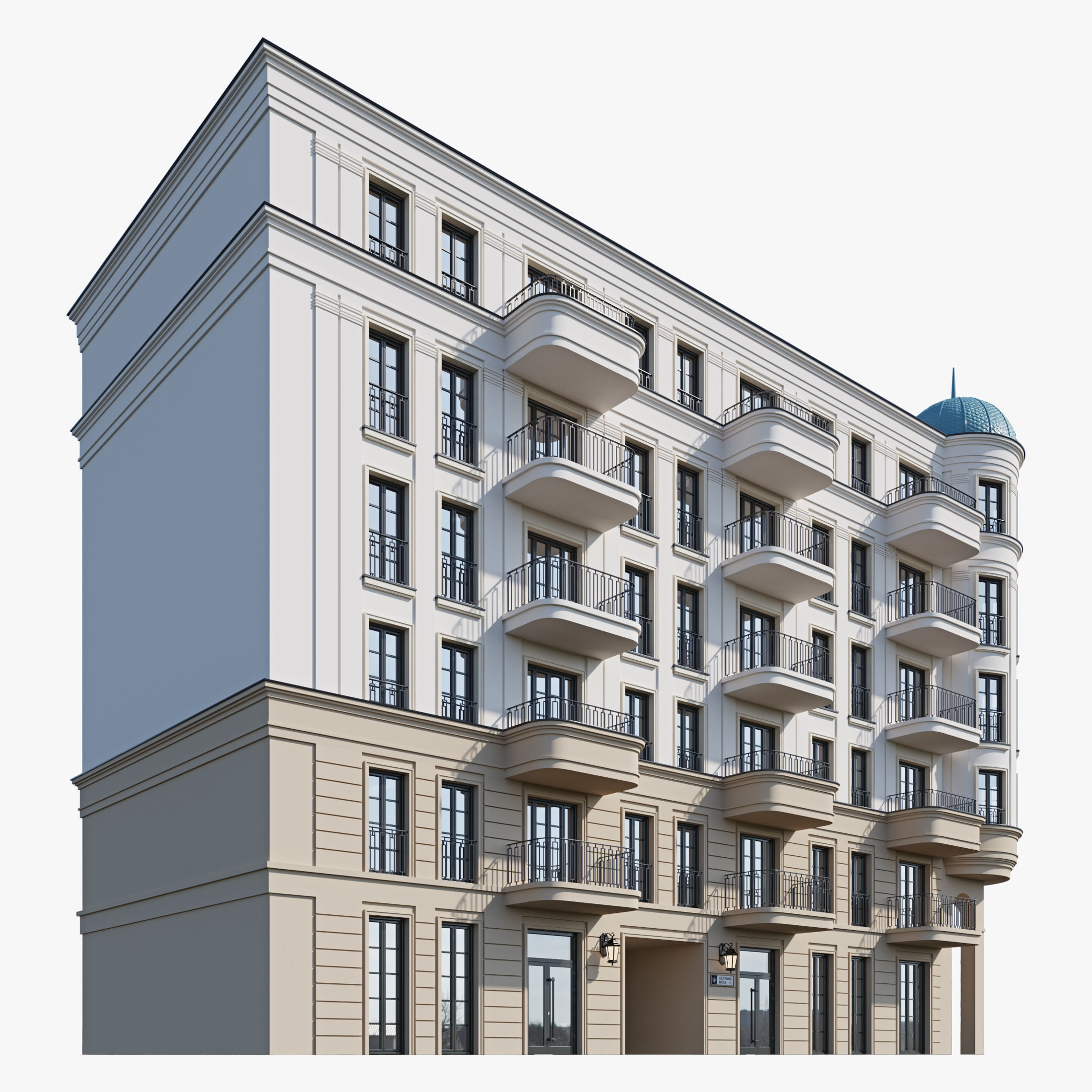 Classic residential building 18 3D model_10