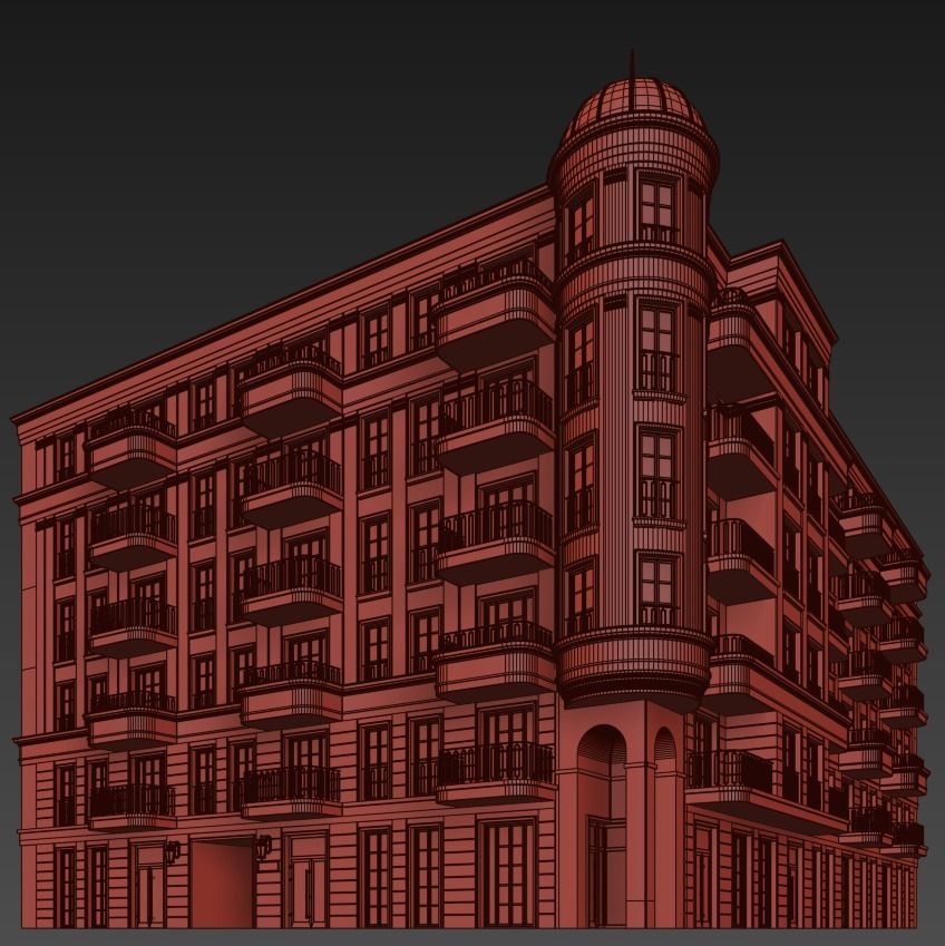 Classic residential building 18 3D model_15