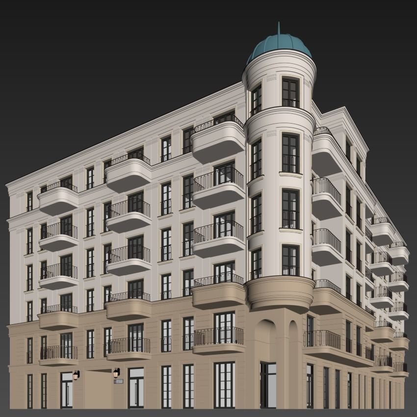Classic residential building 18 3D model_14