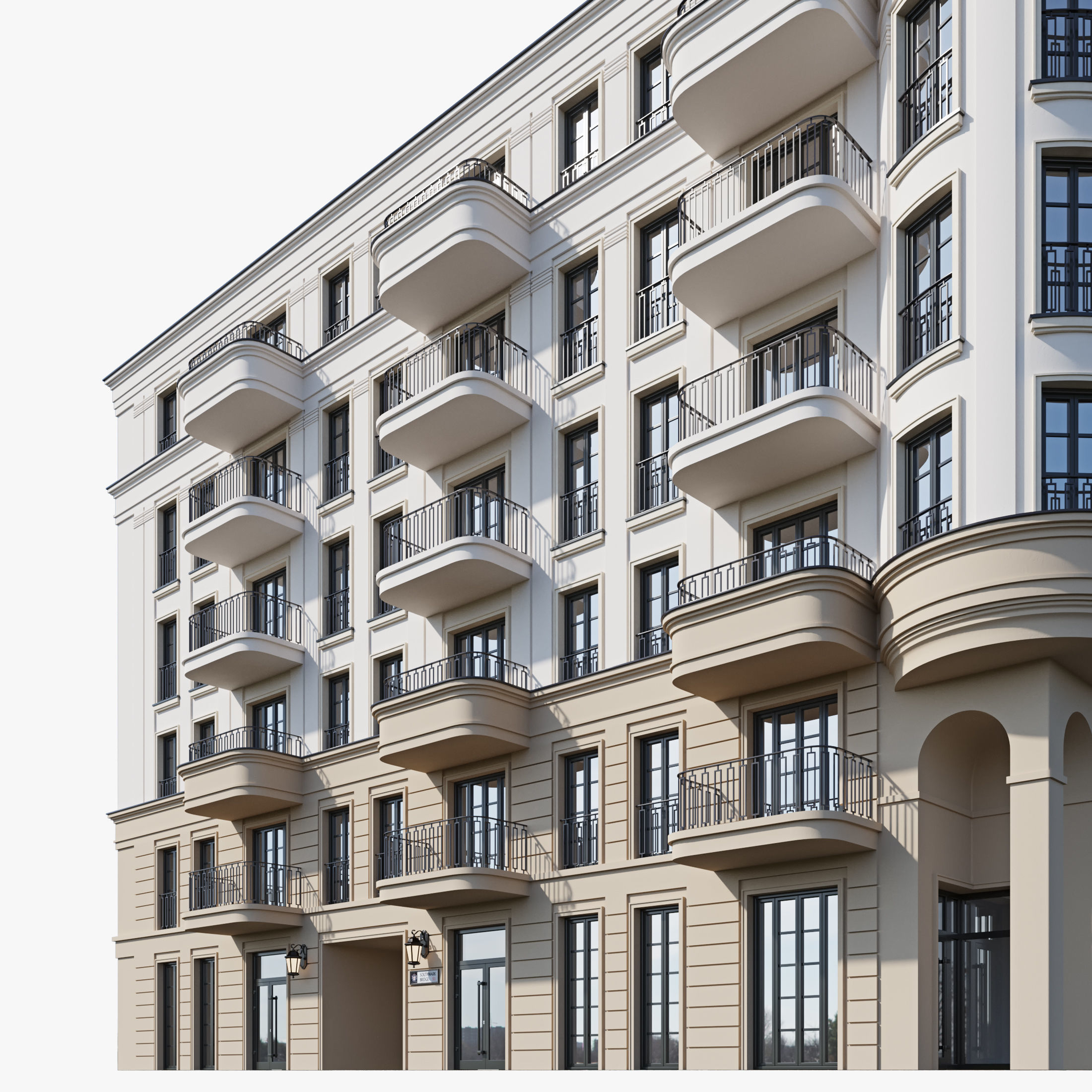 Classic residential building 18 3D model_2