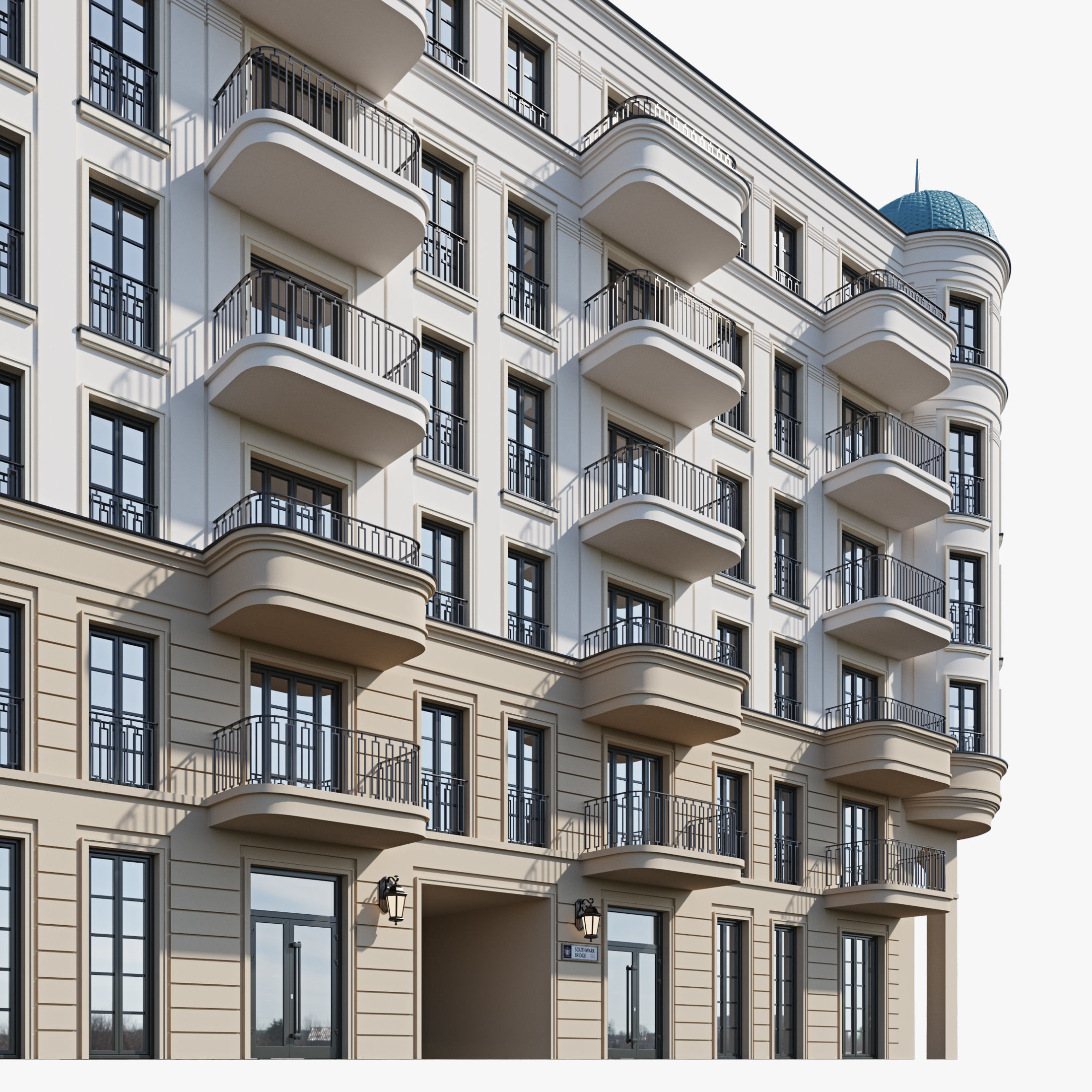 Classic residential building 18 3D model_6