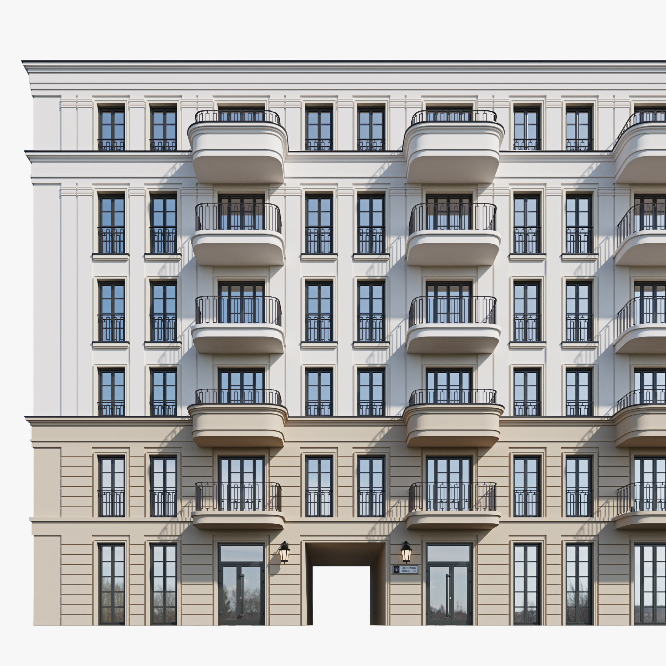 Classic residential building 18 3D model_3