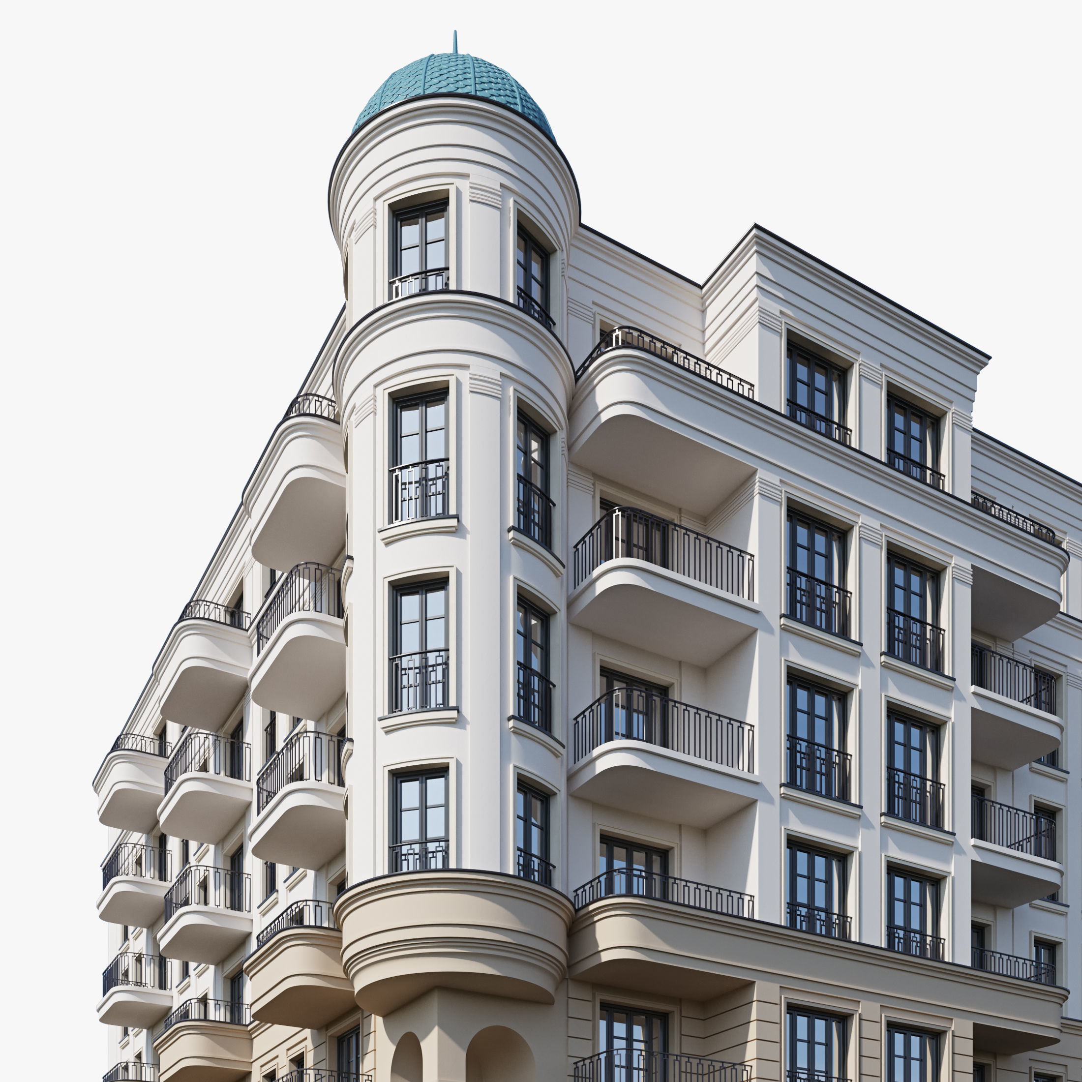 Classic residential building 18 3D model_7