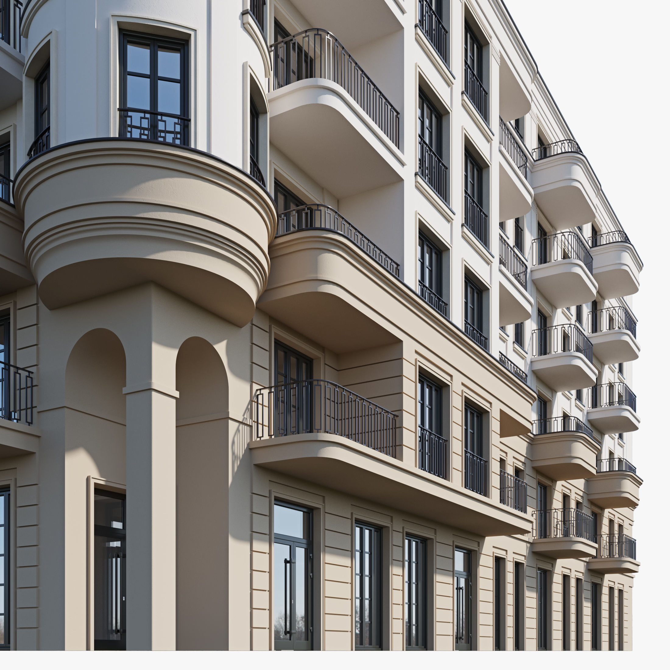 Classic residential building 18 3D model_8