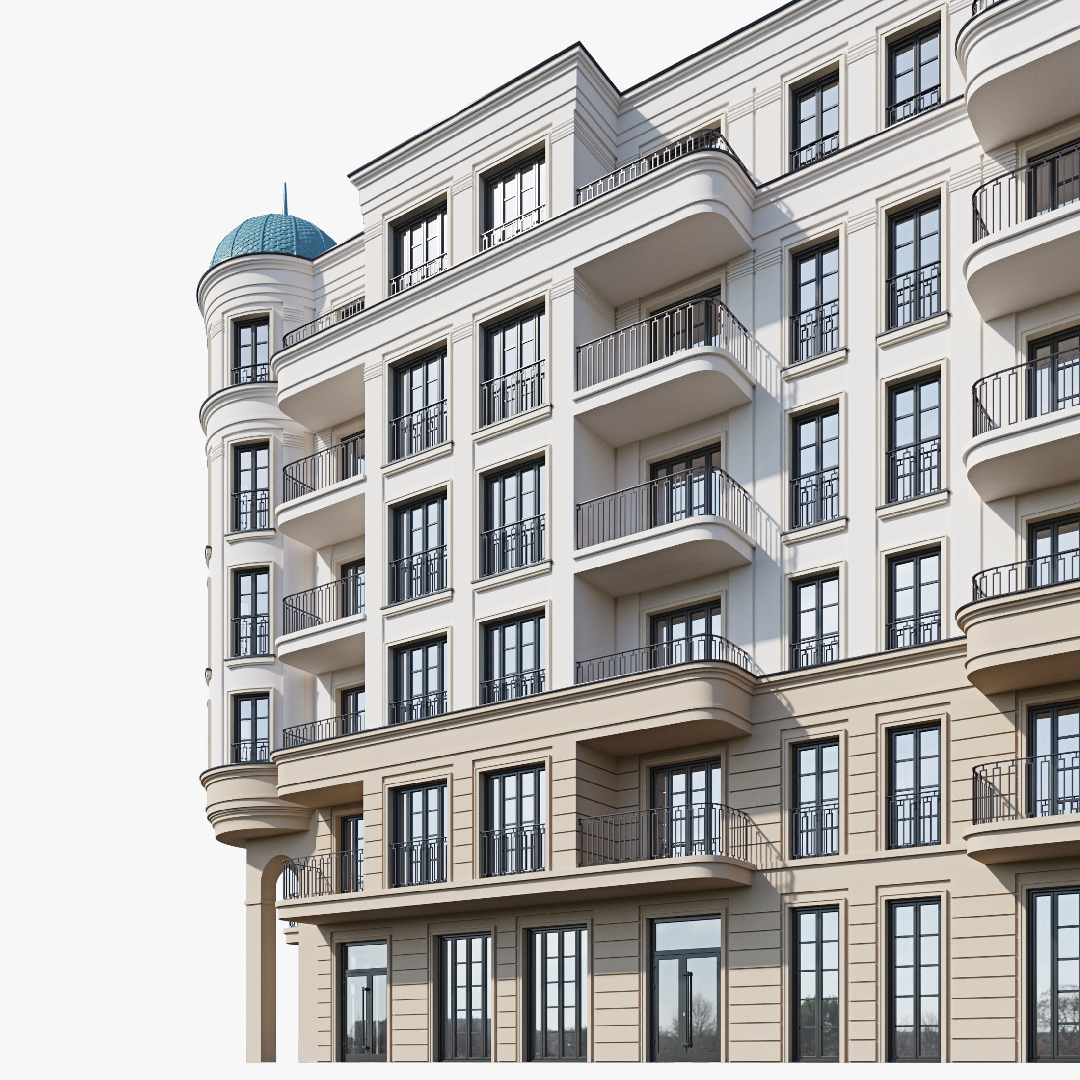 Classic residential building 18 3D model_9