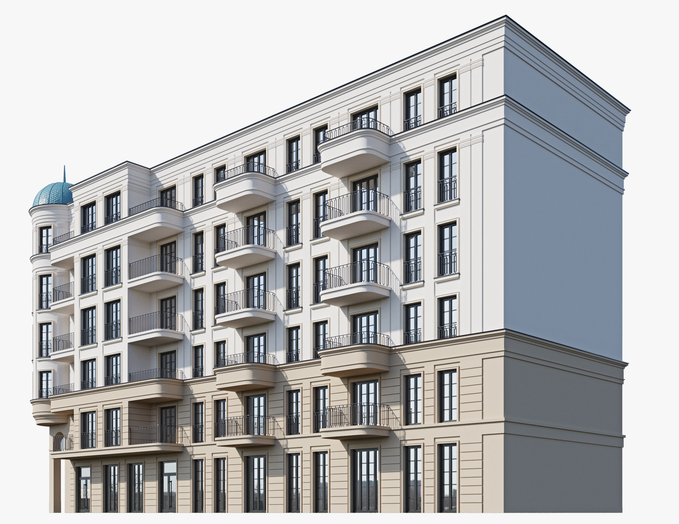 Classic residential building 18 3D model_11