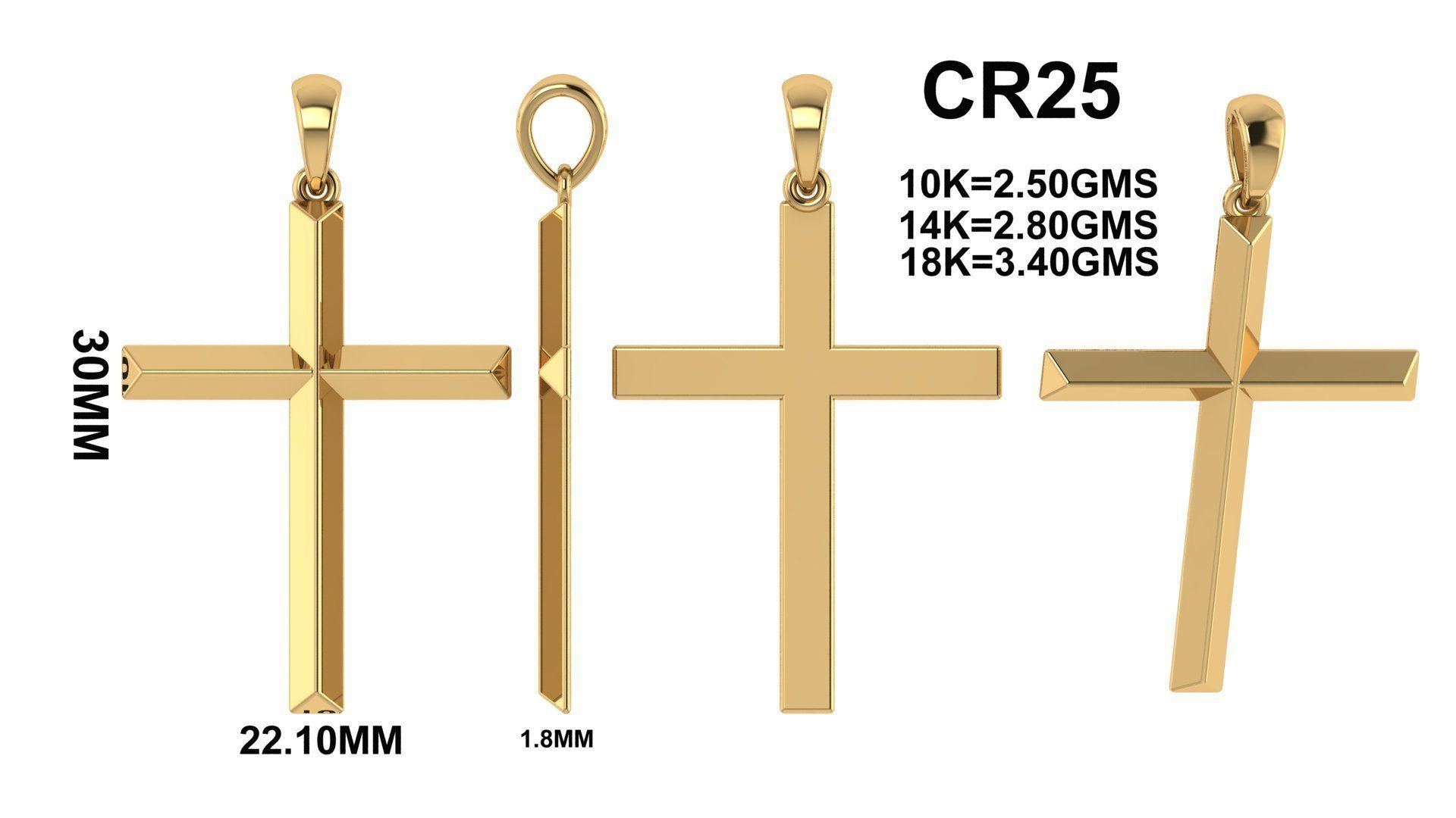 CROSS PENDANT CR25 3D print model_3