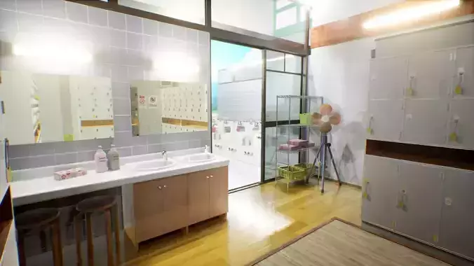 Japanese Bathhouse Environment Low-poly 3D model