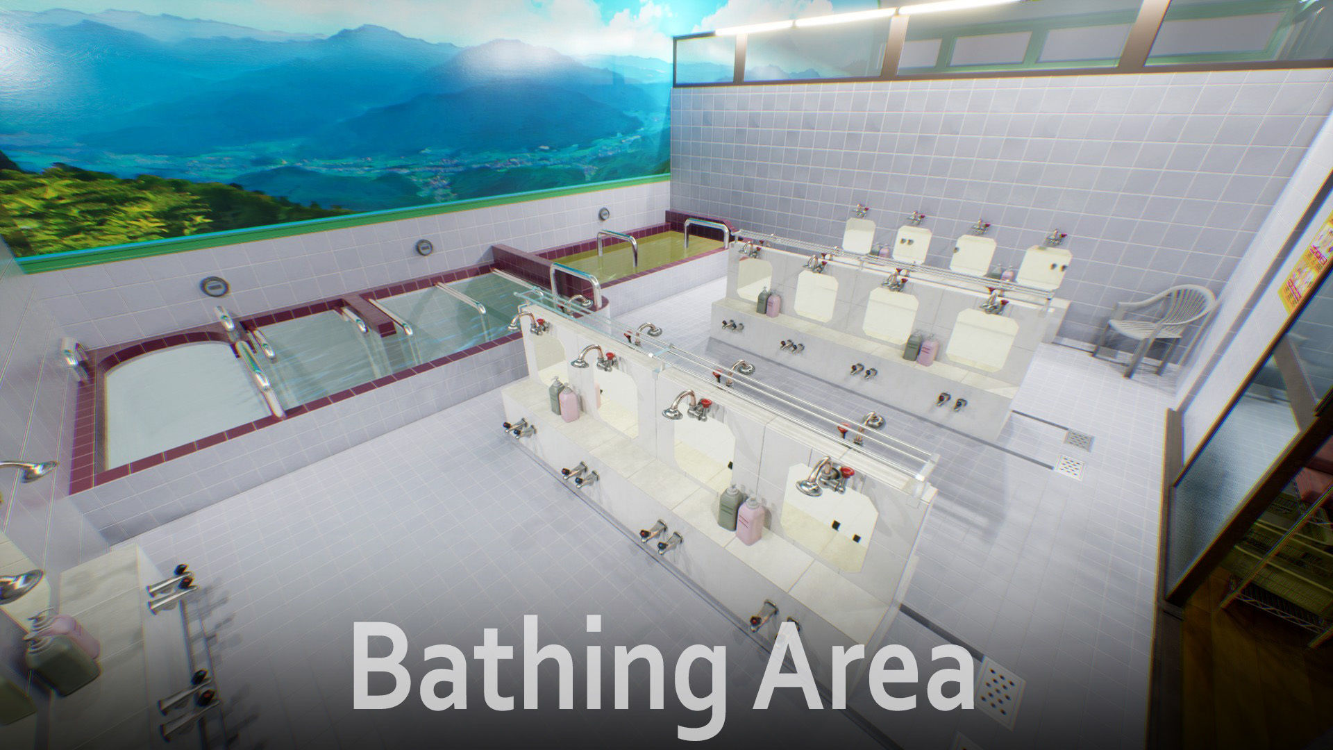 Japanese Bathhouse Environment Low-poly 3D model_2