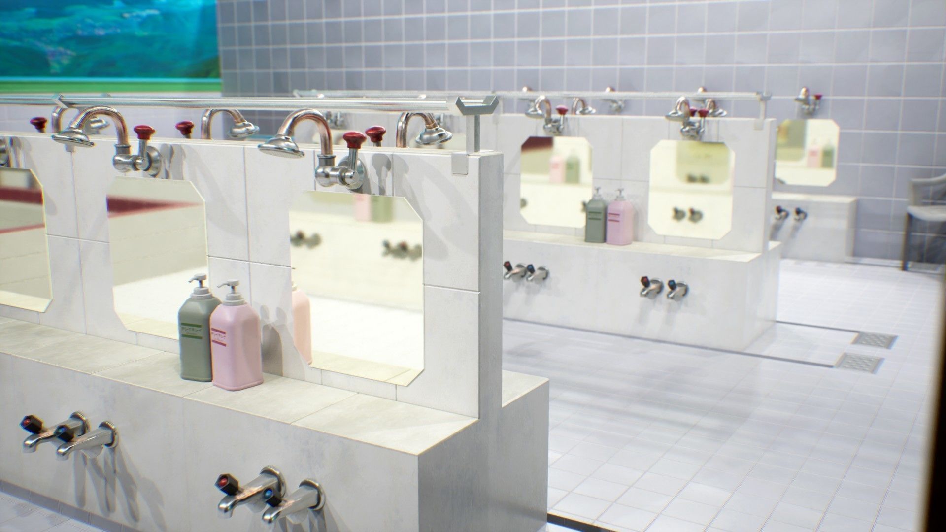 Japanese Bathhouse Environment Low-poly 3D model_1