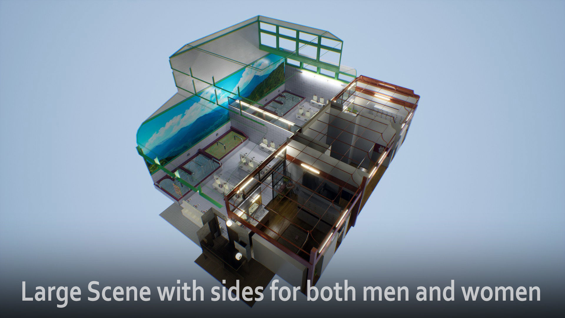 Japanese Bathhouse Environment Low-poly 3D model_12