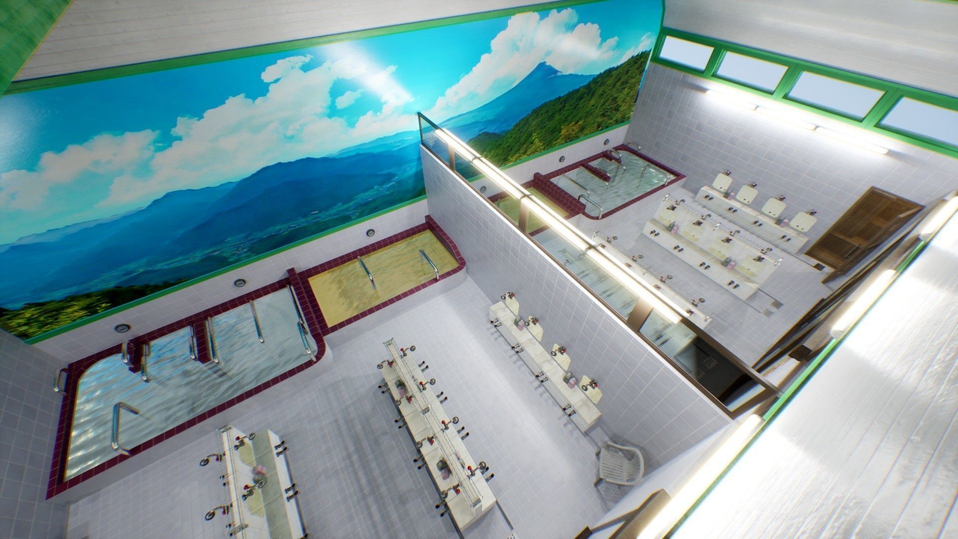 Japanese Bathhouse Environment Low-poly 3D model_7