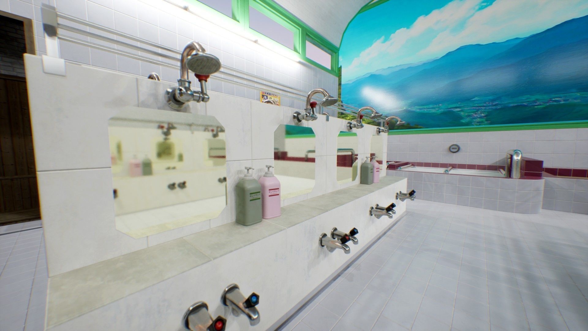 Japanese Bathhouse Environment Low-poly 3D model_8